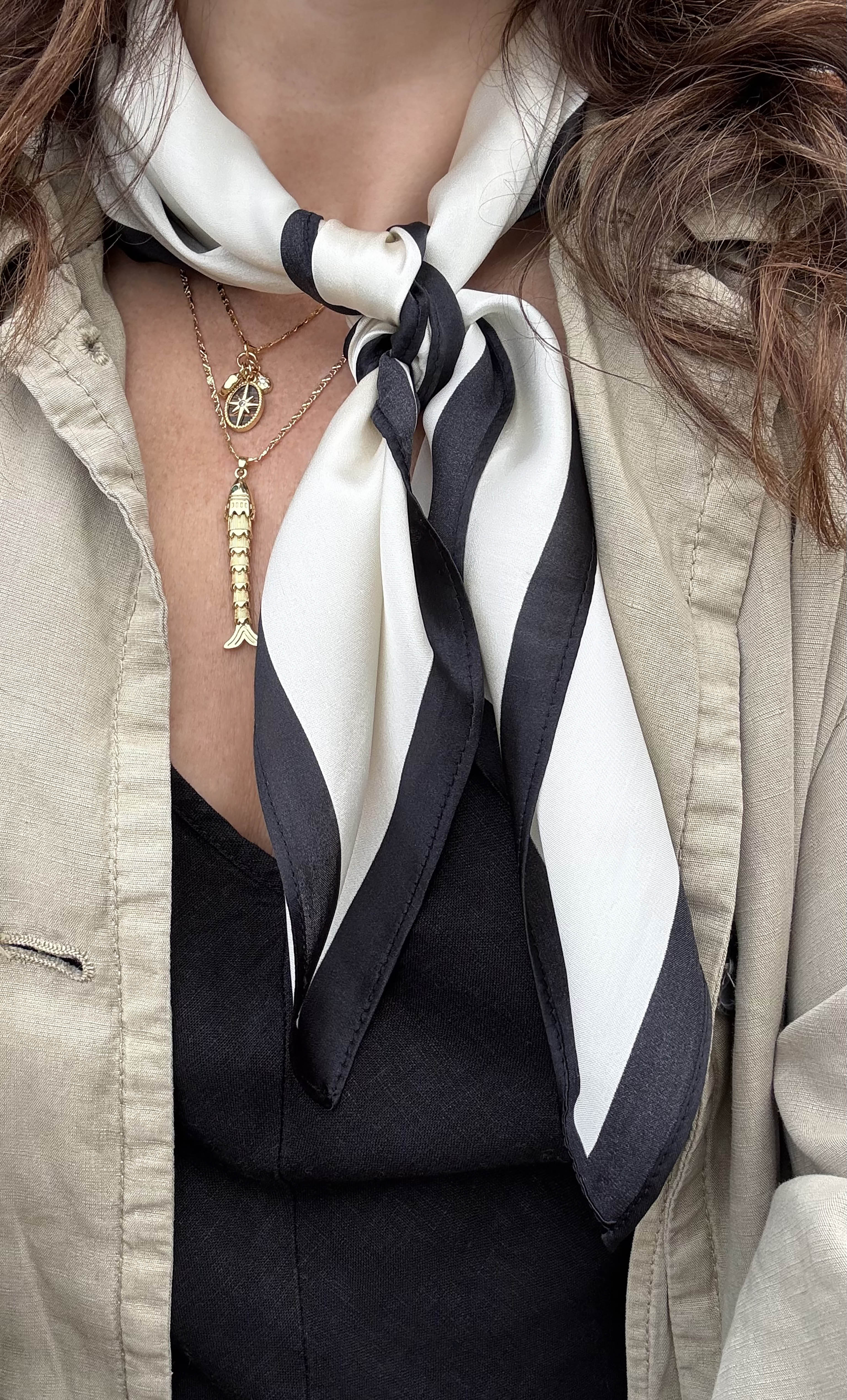 100% Silk Printed Monochrome Scarf | Tunik Accessories