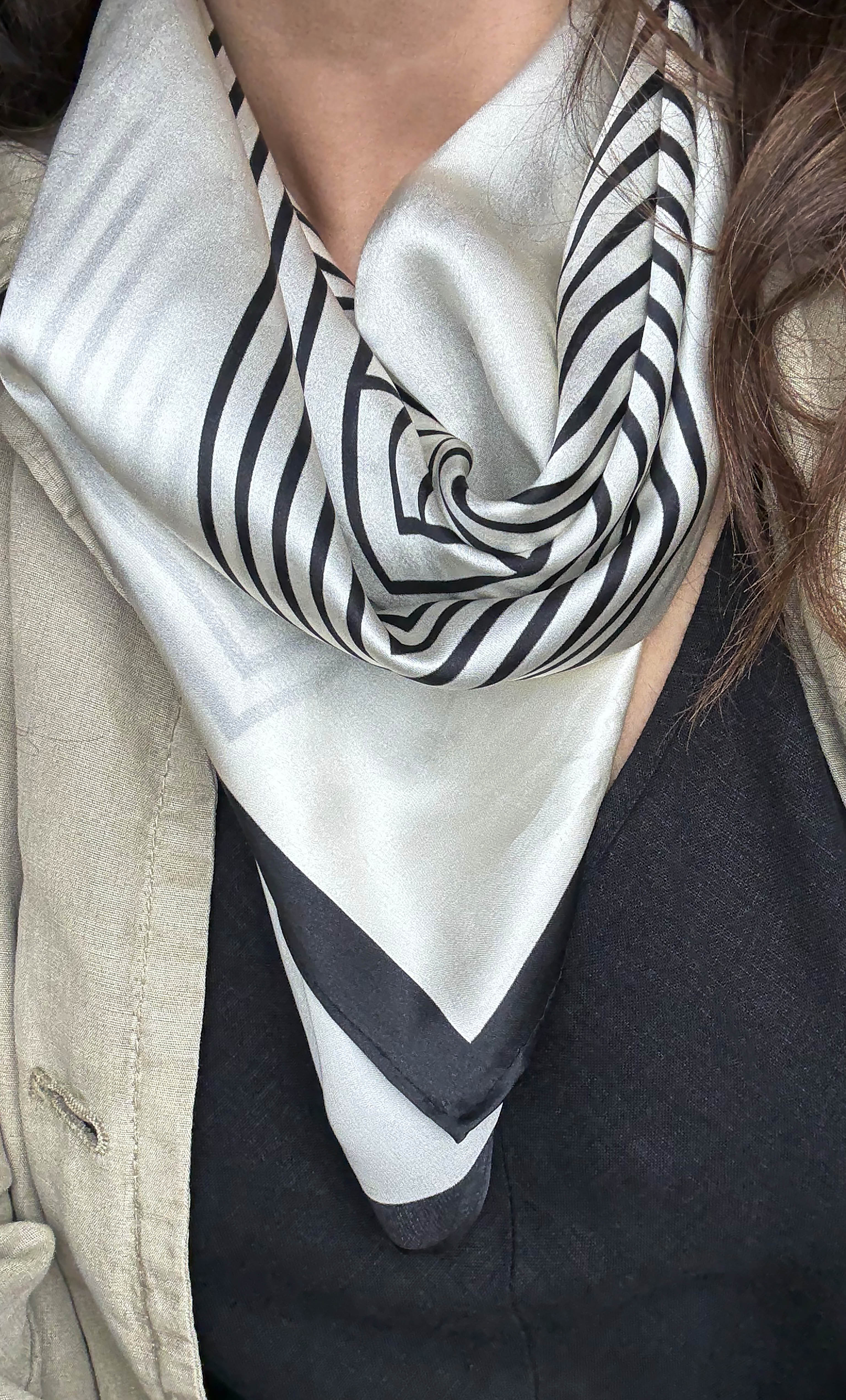 100% Silk Printed Monochrome Scarf | Tunik Accessories