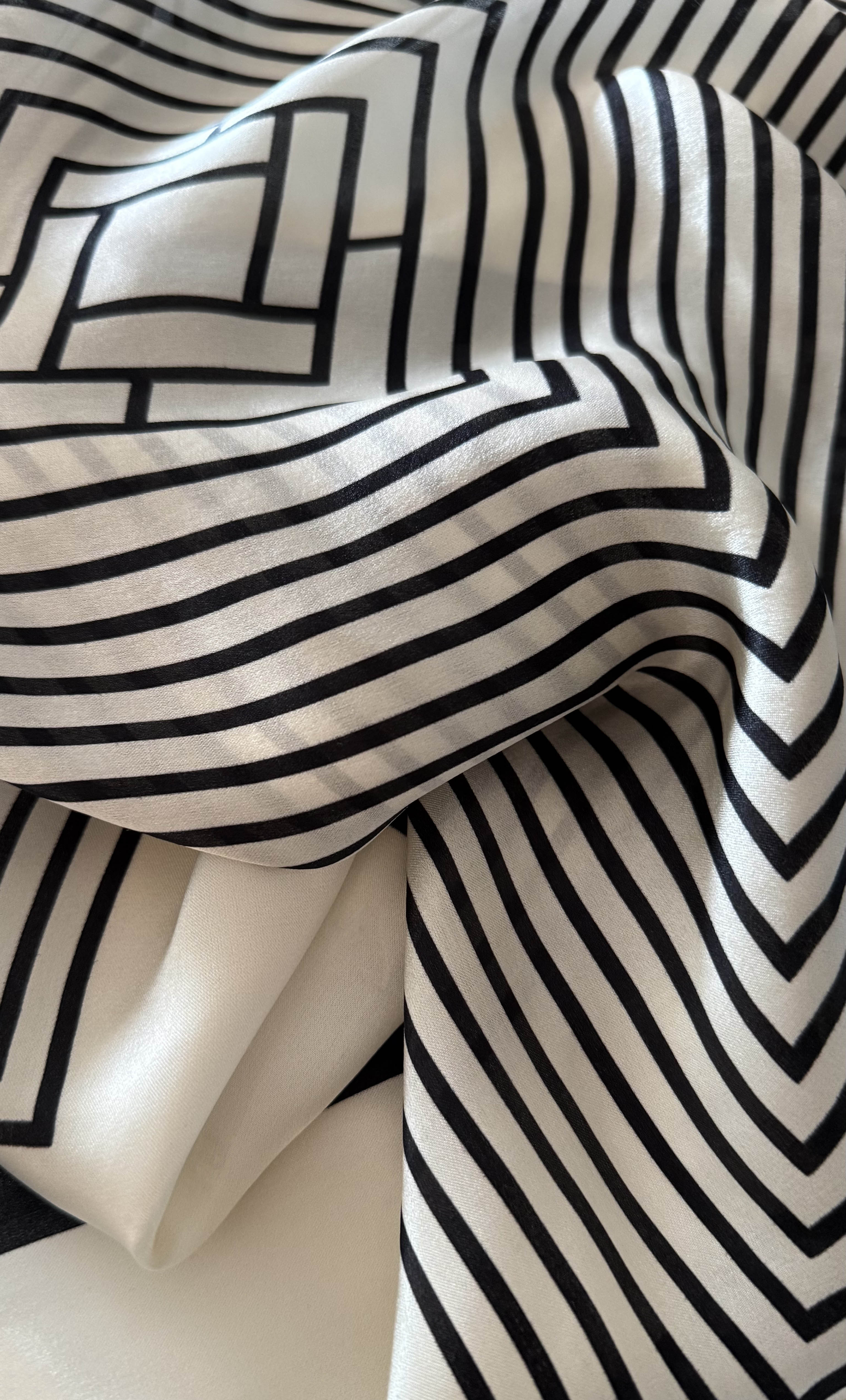 100% Silk Printed Monochrome Scarf | Tunik Accessories