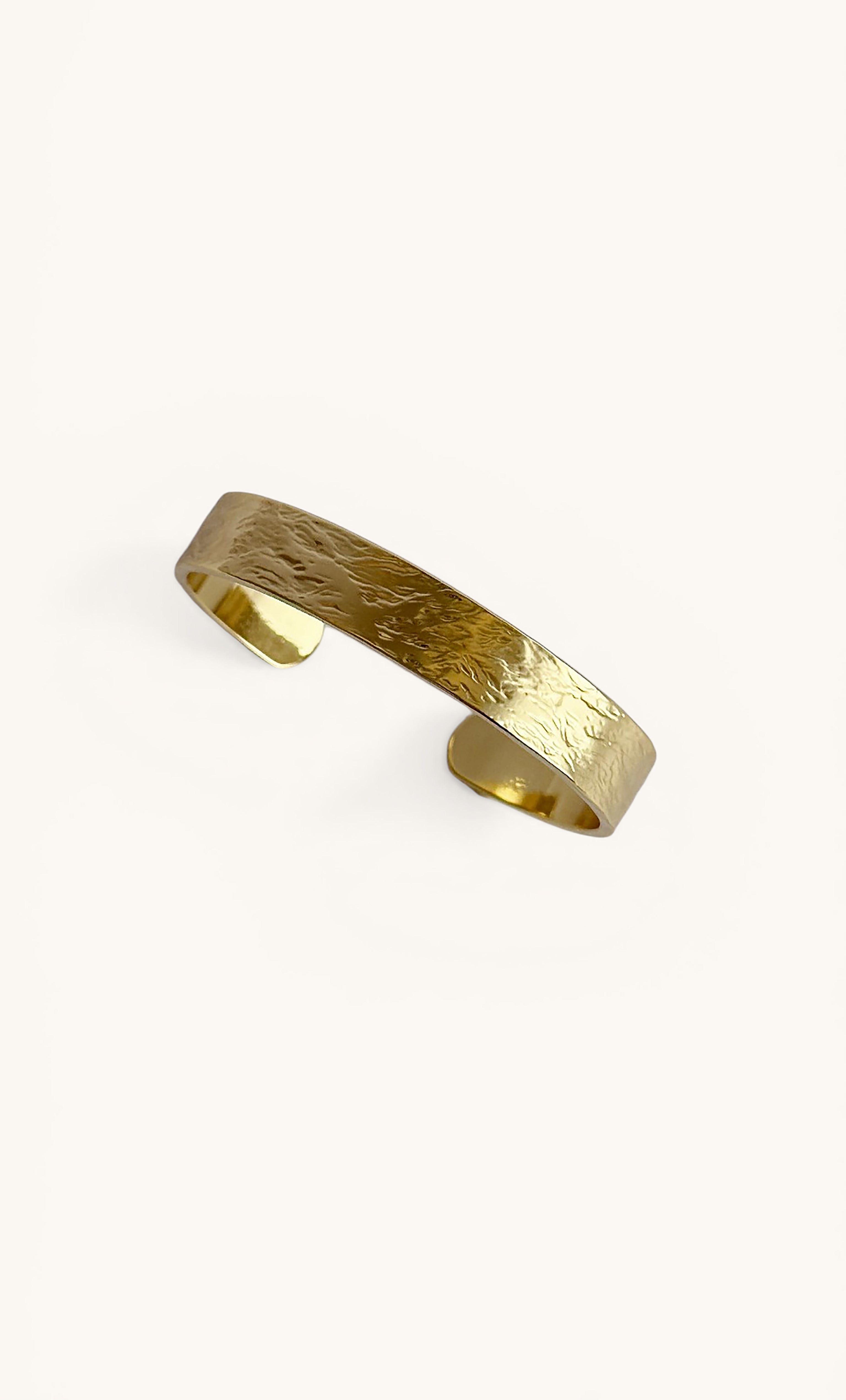 18K Gold Fill Hammered Cuff Bangle Bracelet | Tunik