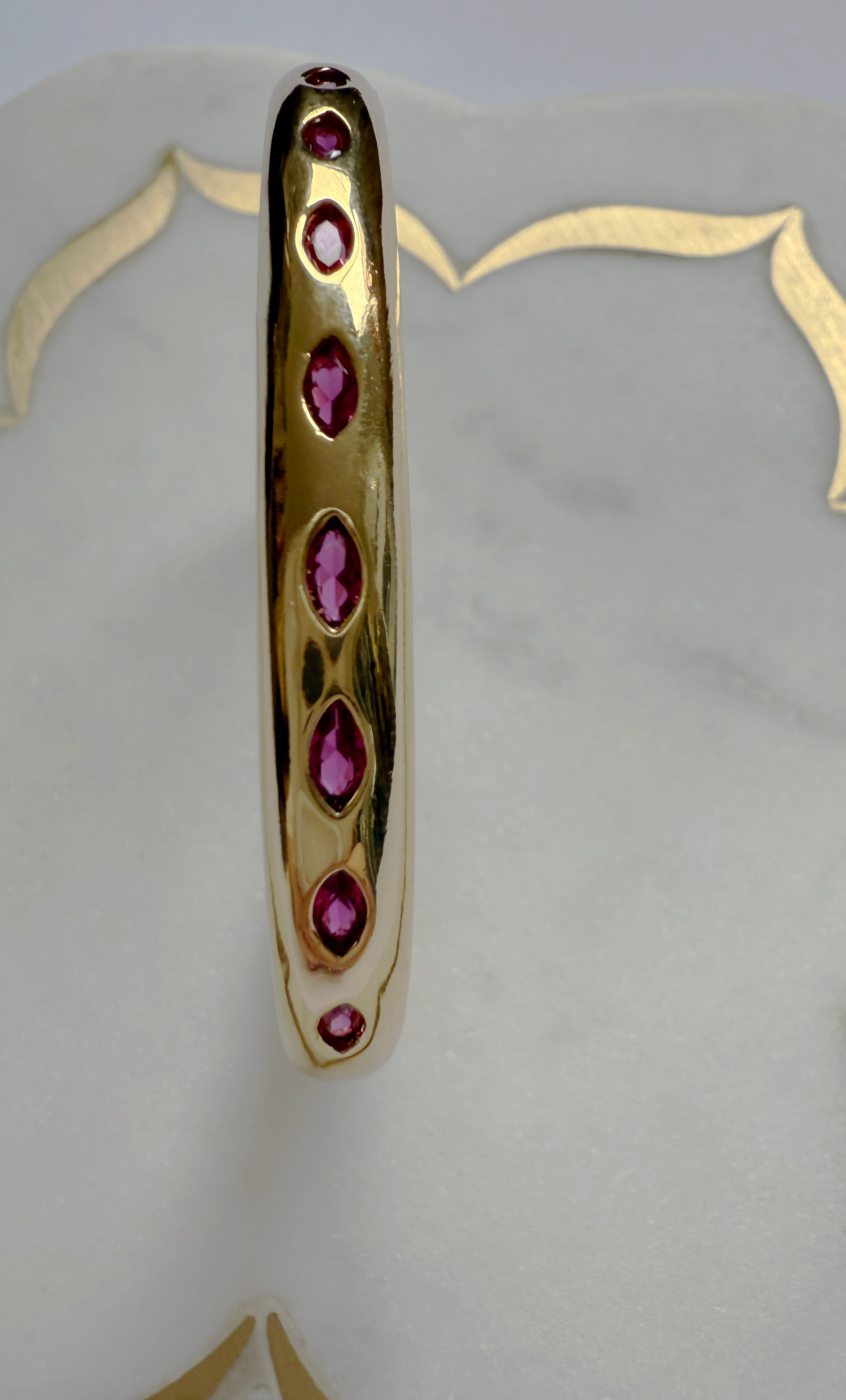 Pink Stone Cuff - Gold-Fill Adjustable Bracelet | Tunik