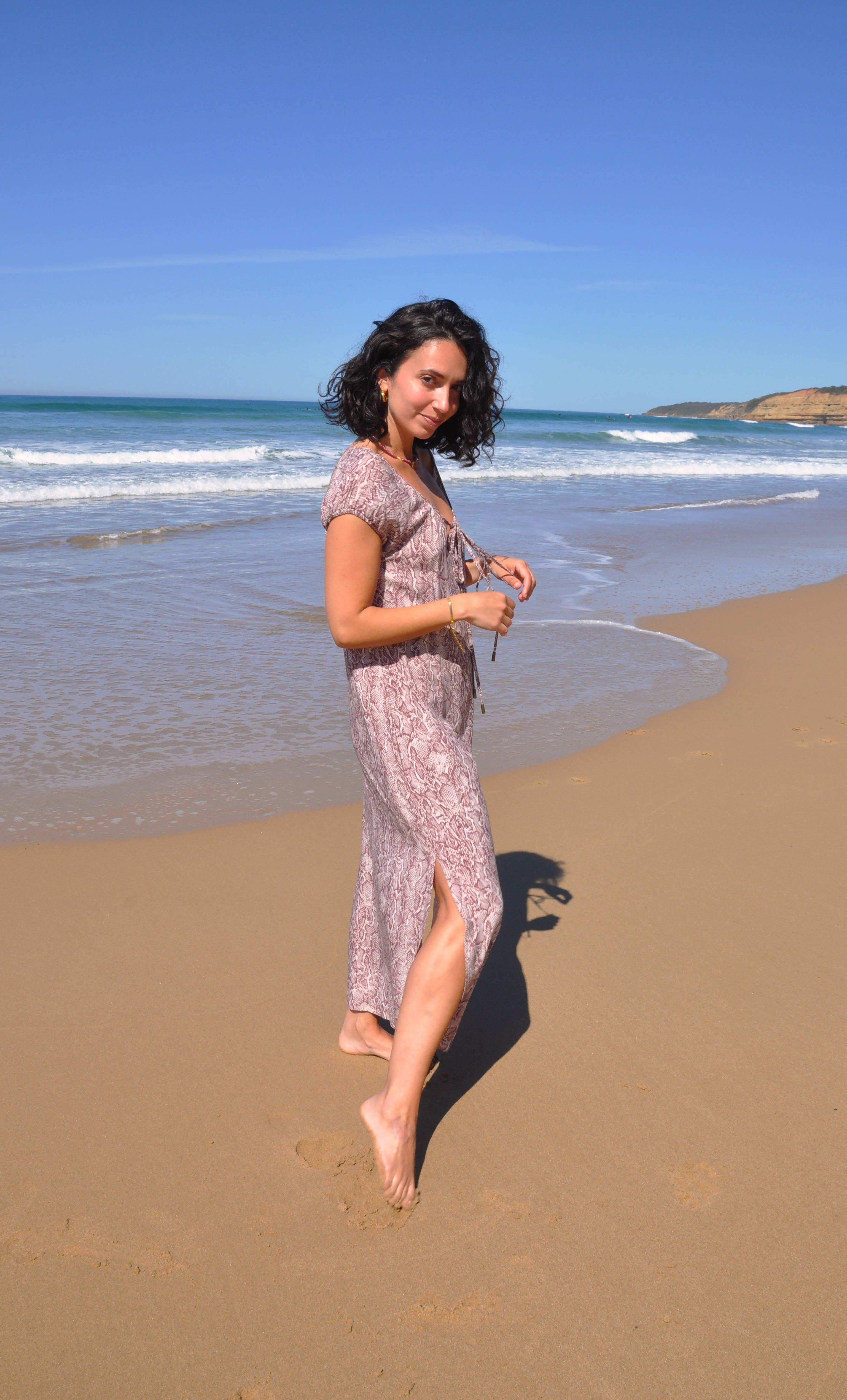 Aurelia Ruffle Cover Up Dress by Tunik - Summer Animal Print, Made in Australia