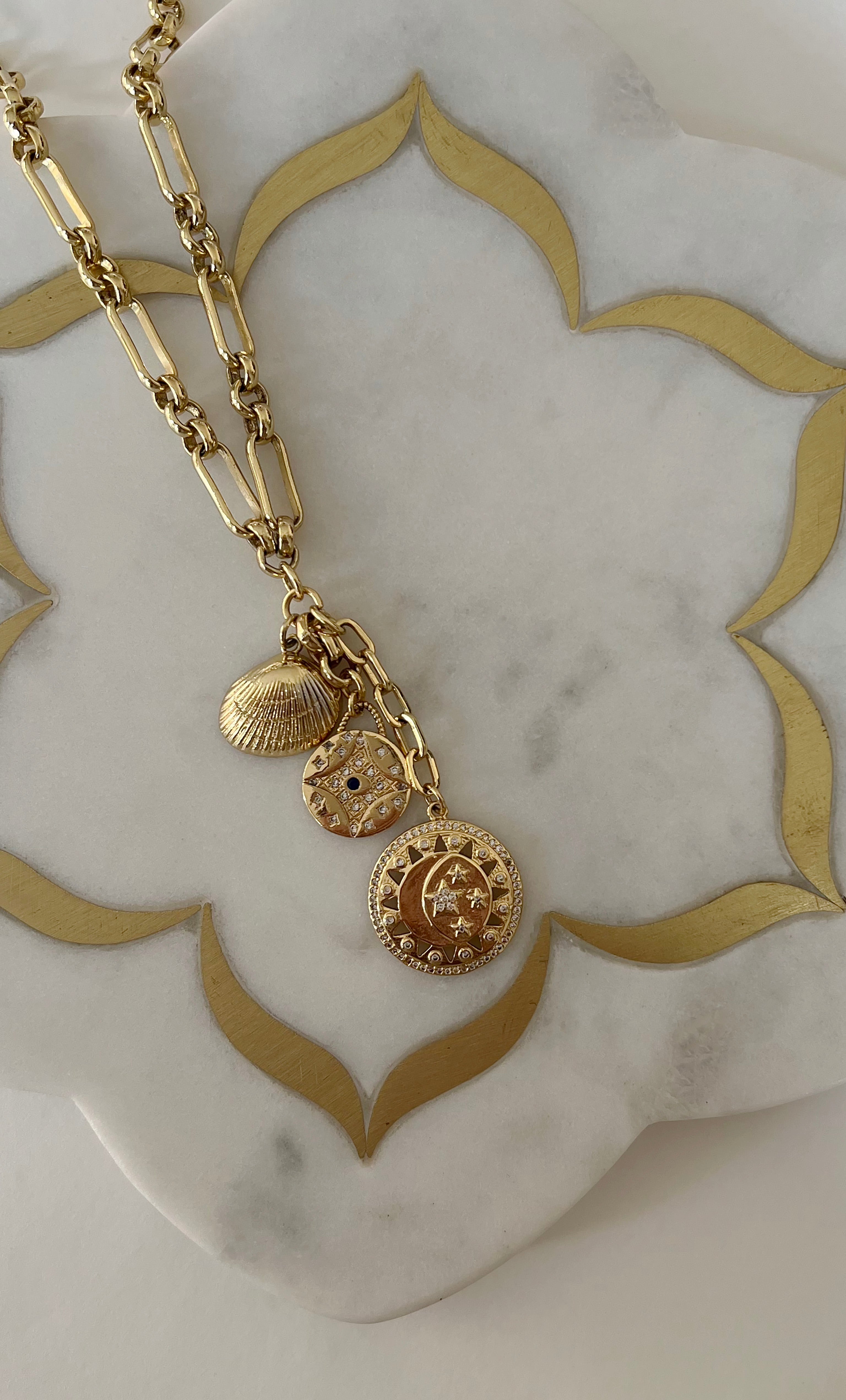 By The Sea Ocean Charm Pendant Necklace - Handmade 24K Gold Fill | Tunik Jewellery