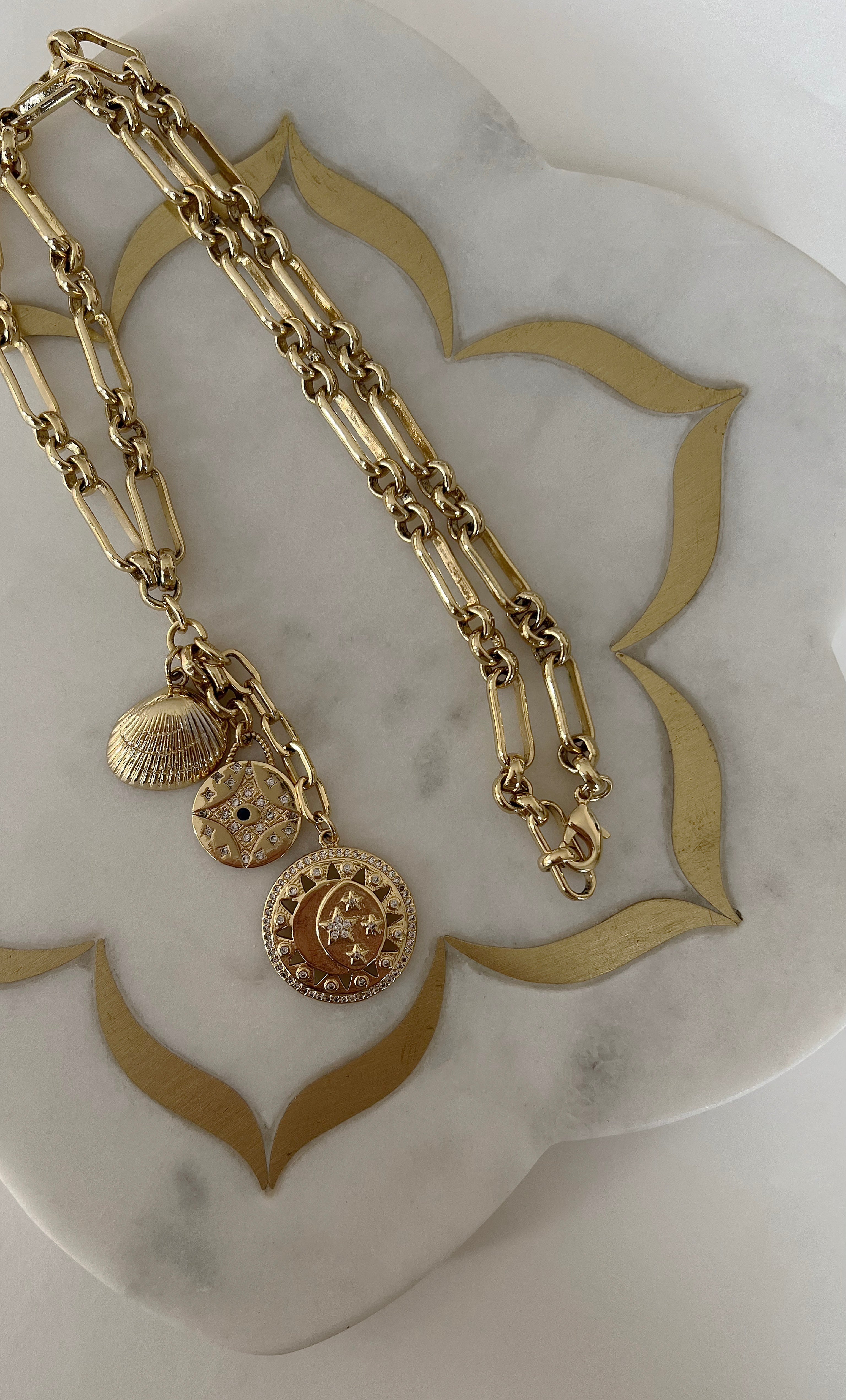 By The Sea Ocean Charm Pendant Necklace - Handmade 24K Gold Fill | Tunik Jewellery