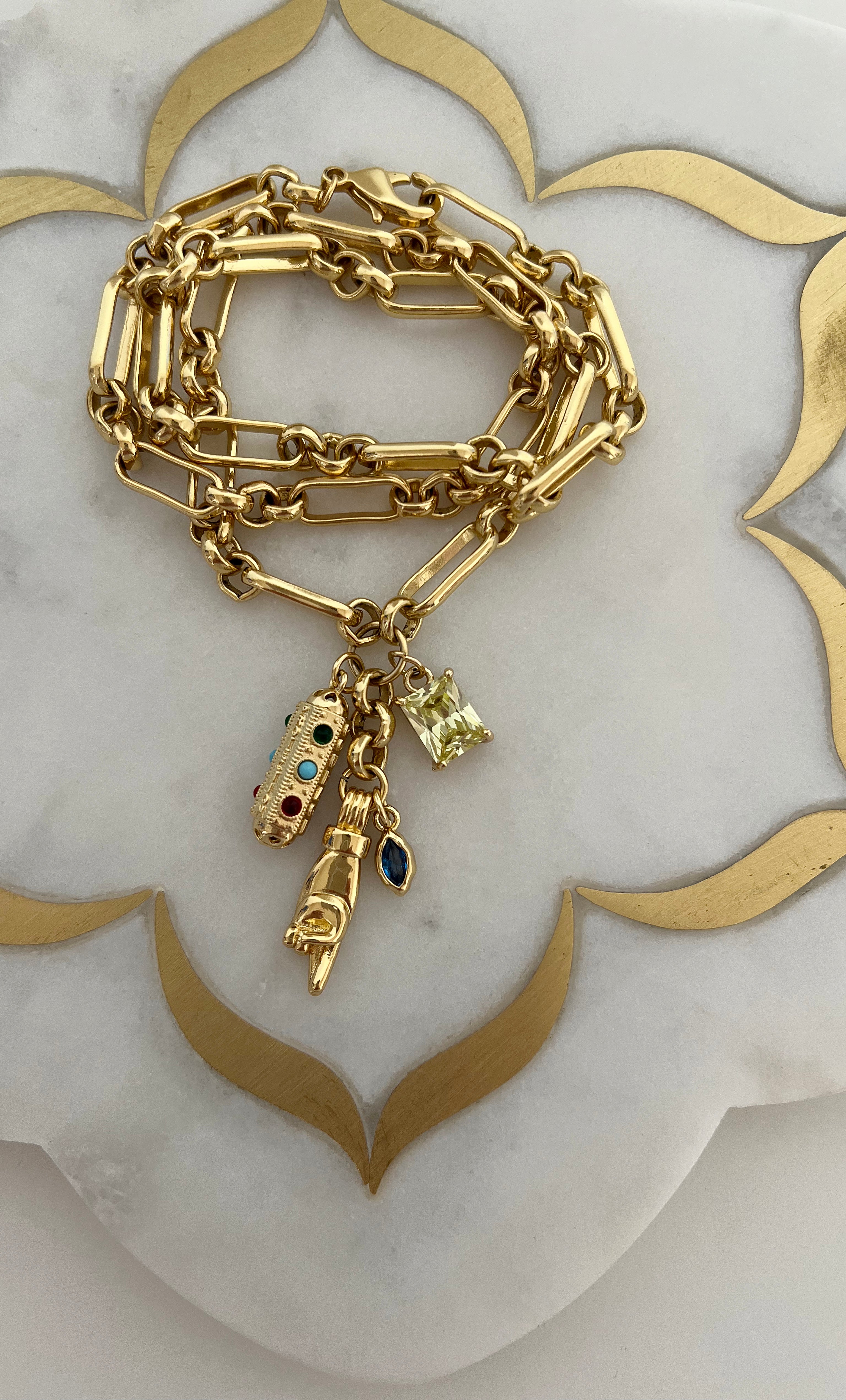 Fortuna Protective Charms Necklace – 24K Gold Fill Amulet for Luck & Courage | Tunik Jewellery