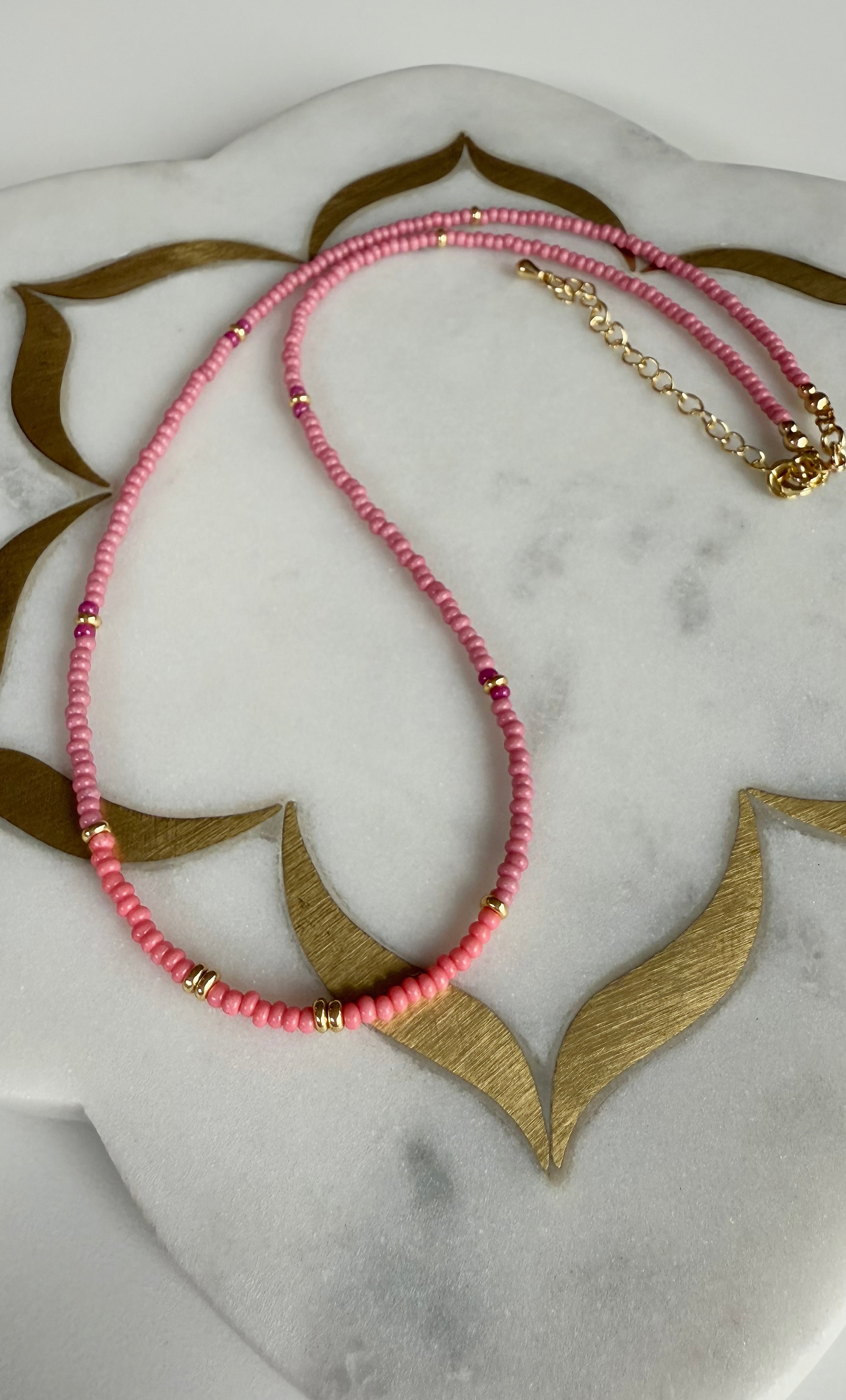 Pink Friendship Necklace - Handmade Beaded Necklace | Tunik