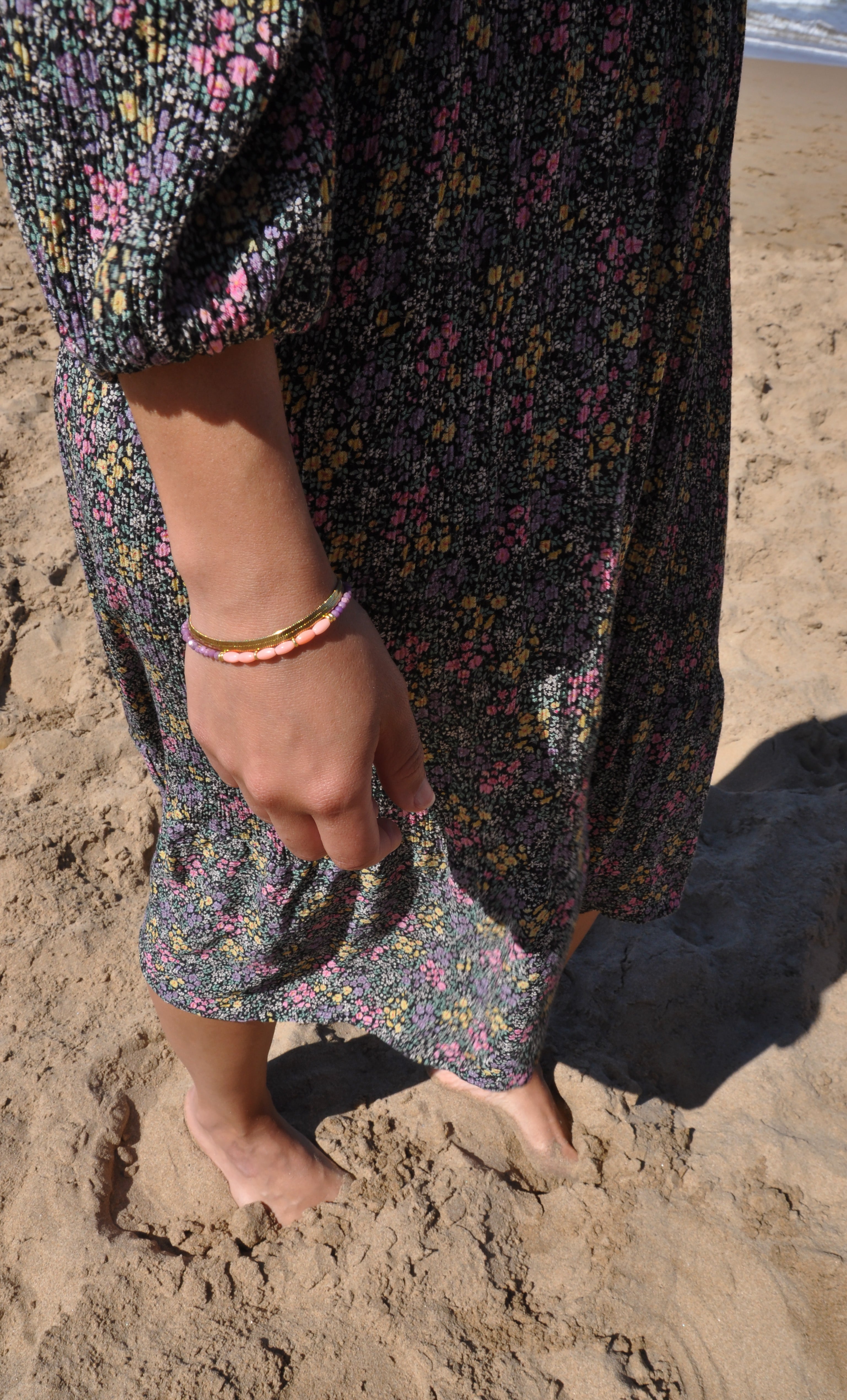 Madre Coral & Lepidolite Bracelet – Handmade Gemstone Beaded | Tunik