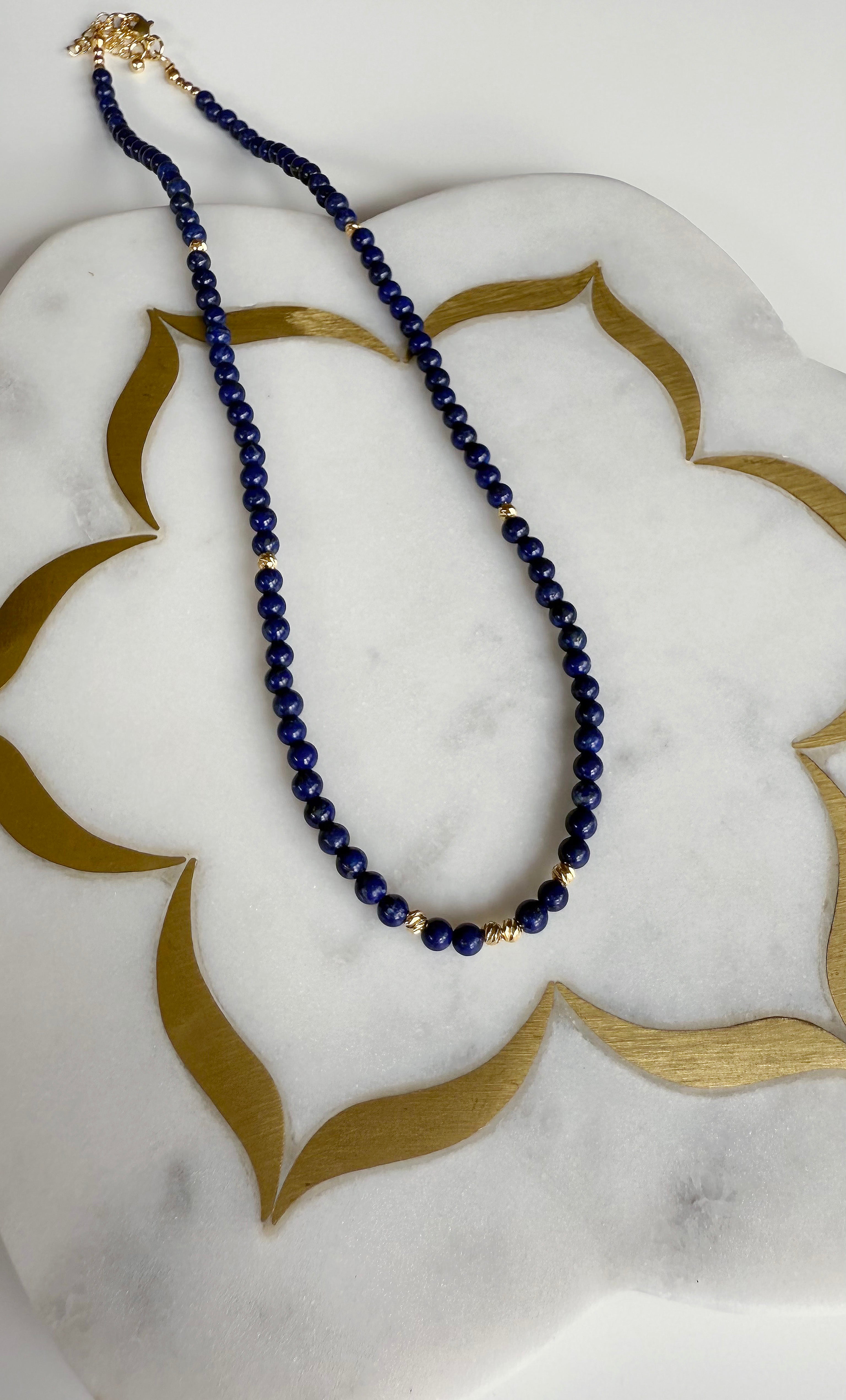 Night Swims Lapis Lazuli Beaded Necklace - Handmade | Tunik