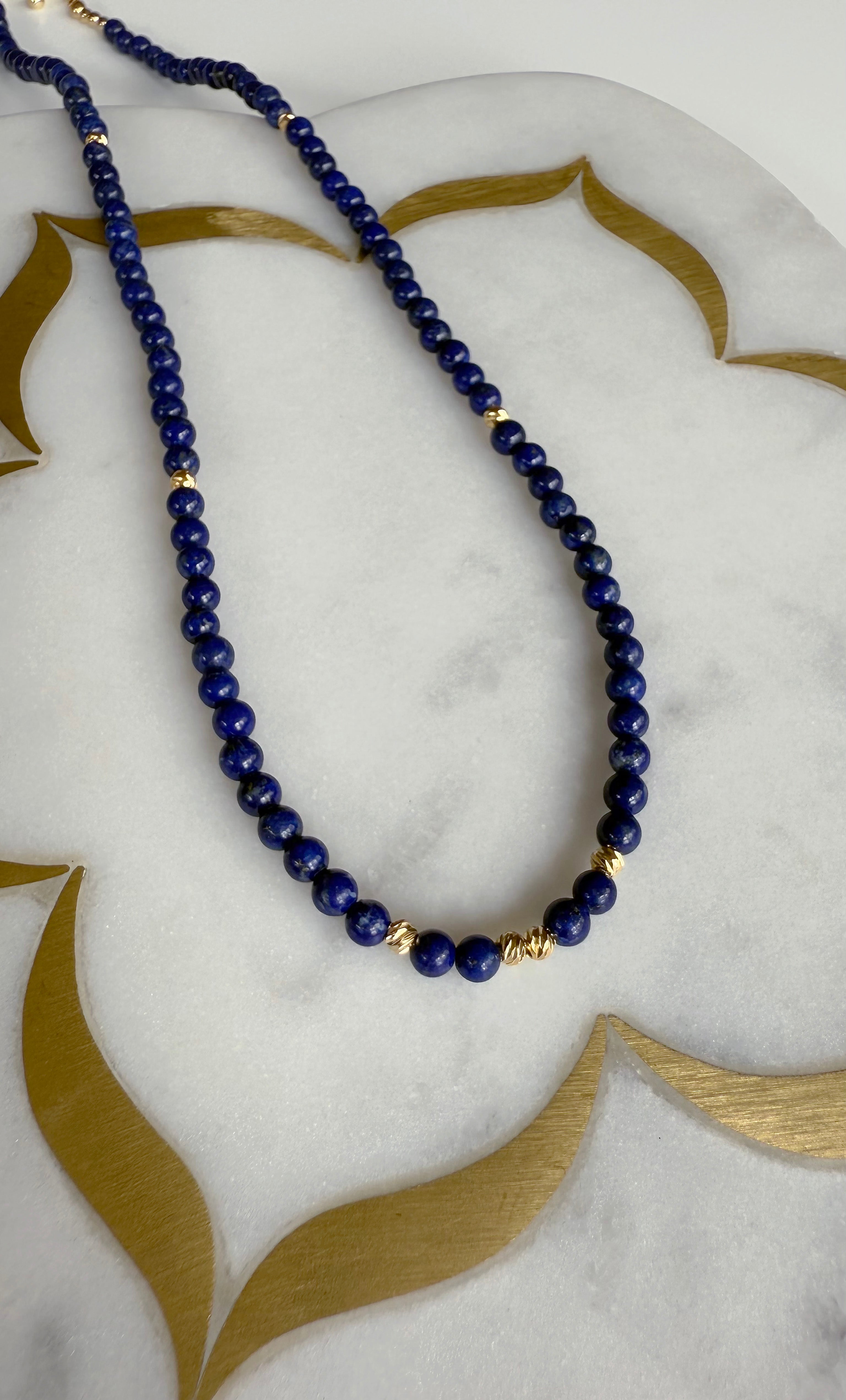 Night Swims Lapis Lazuli Beaded Necklace - Handmade | Tunik