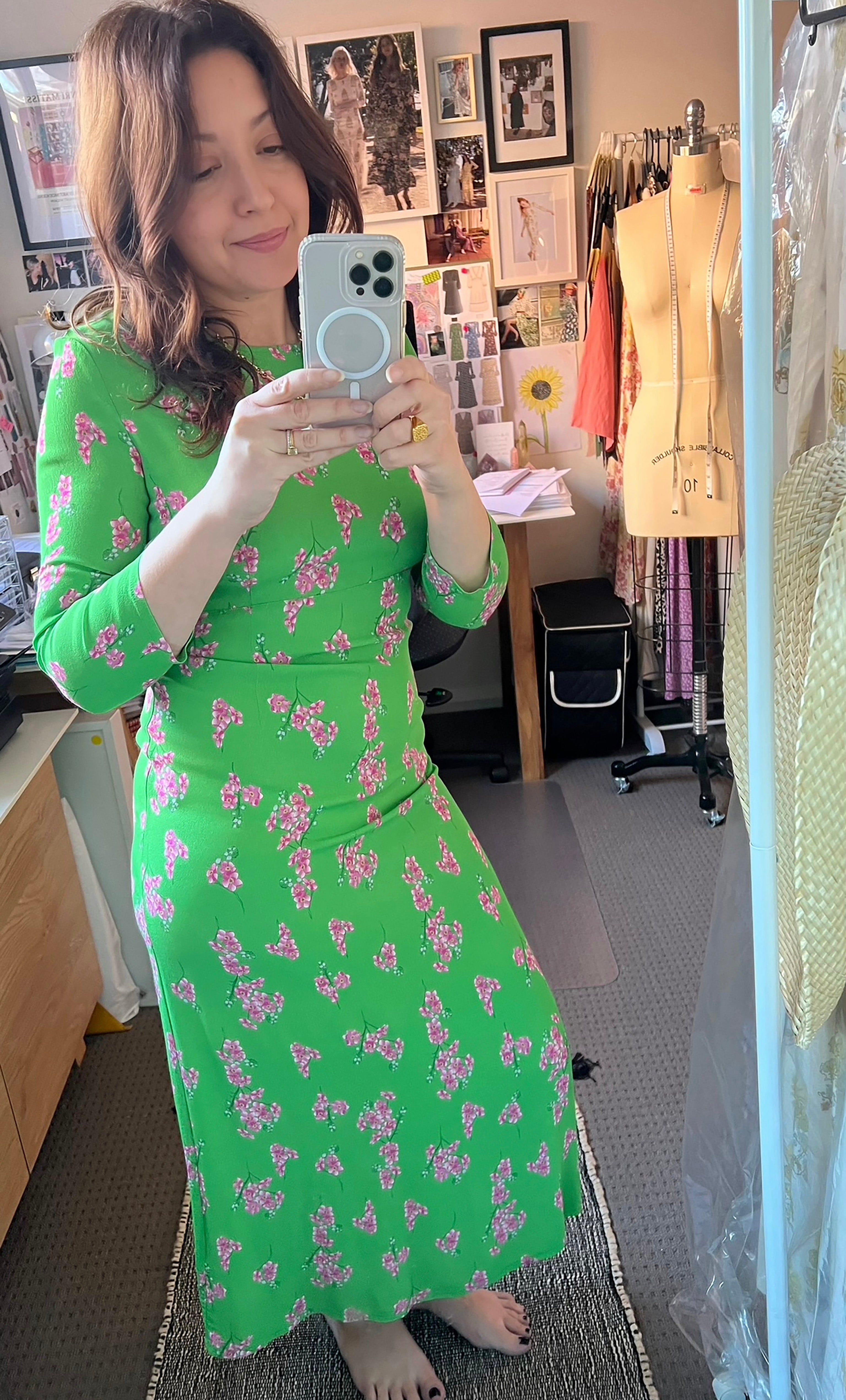 Vivienne Empire Midi Dress in Cherry Blossom Print – Tunik Australia