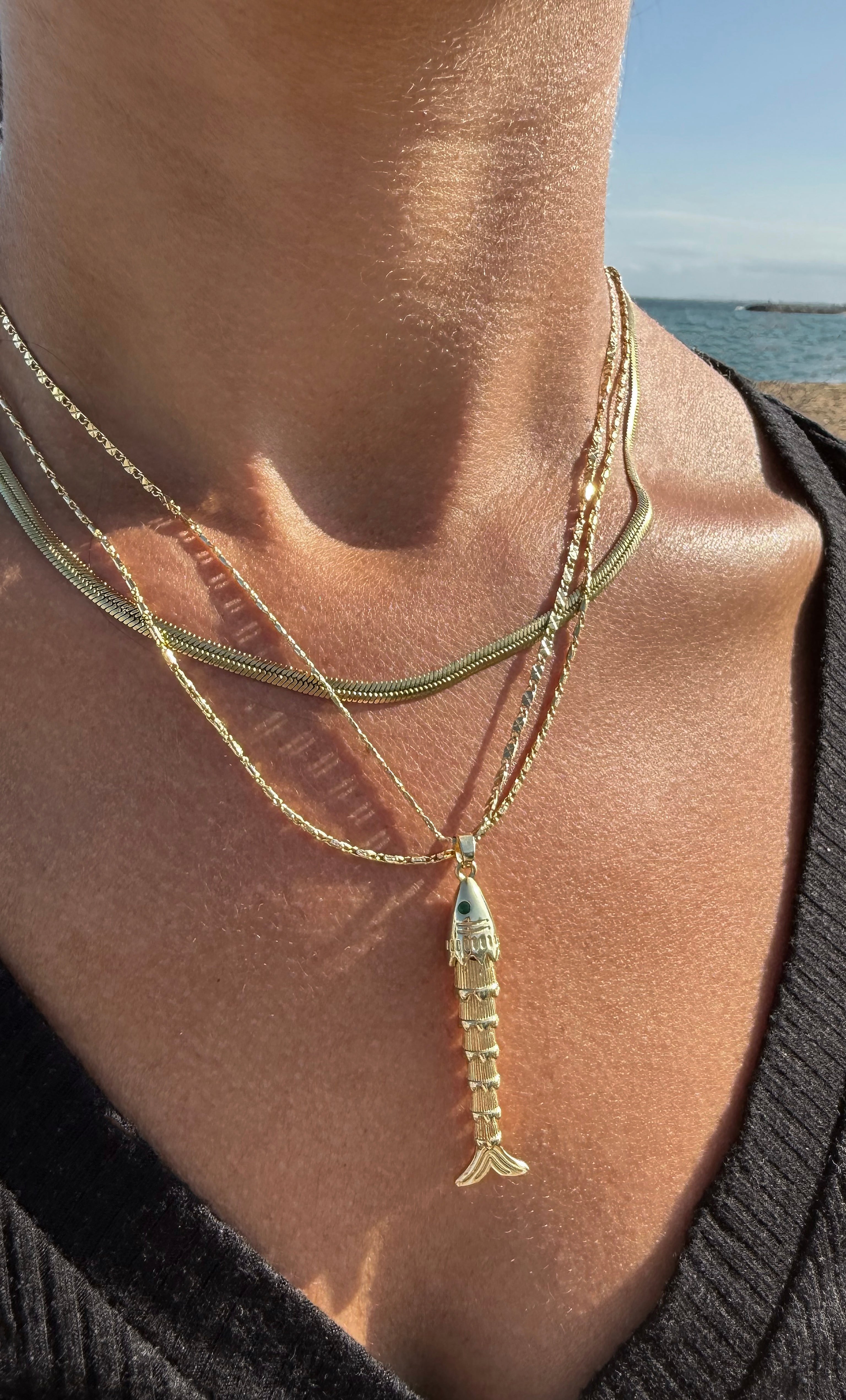 Artefact Koi Fish Necklace 24K Gold Fill Pendant and Chain | Tunik