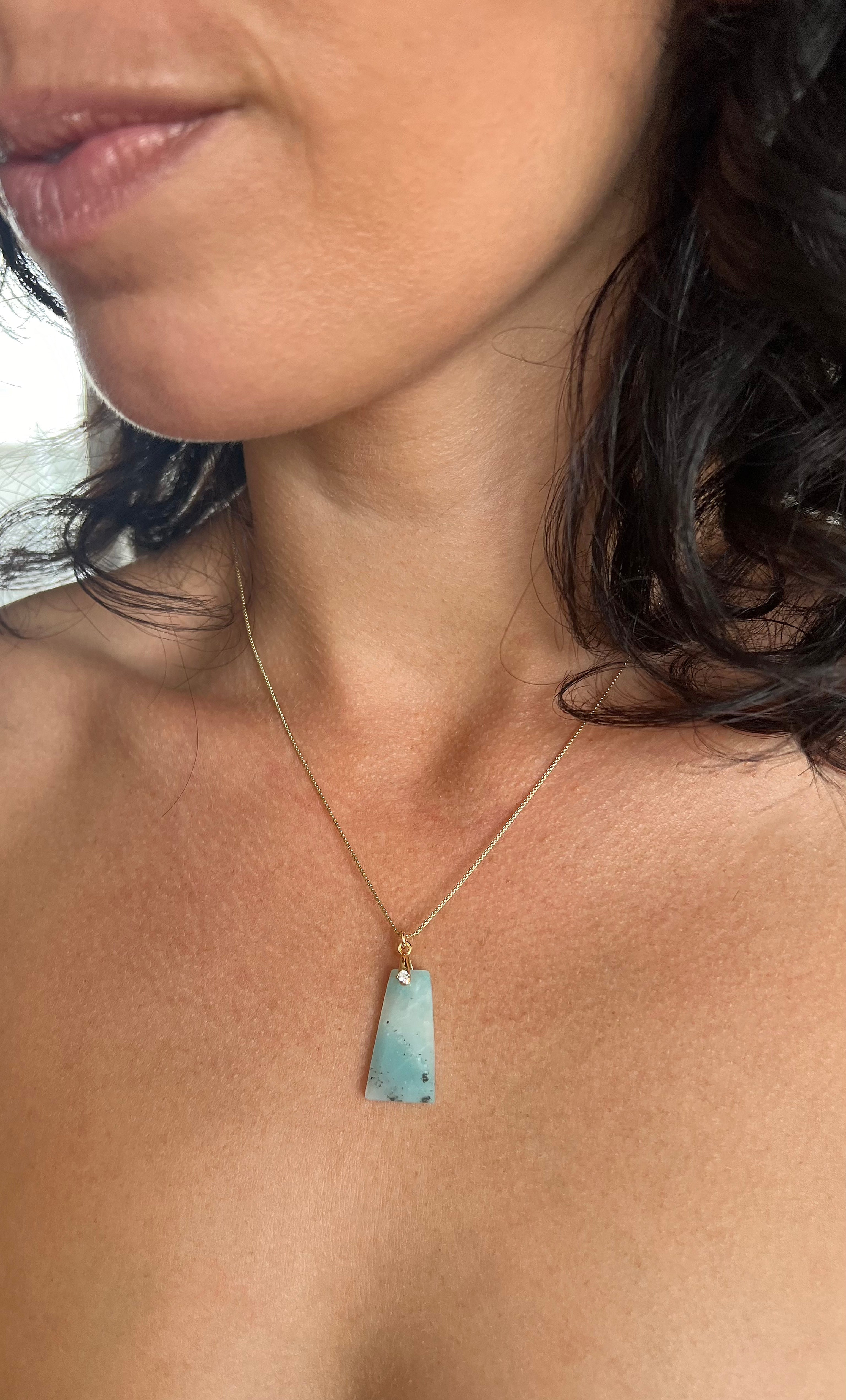Blessing Stone Necklace in Amazonite – 14K Gold Fill | Tunik
