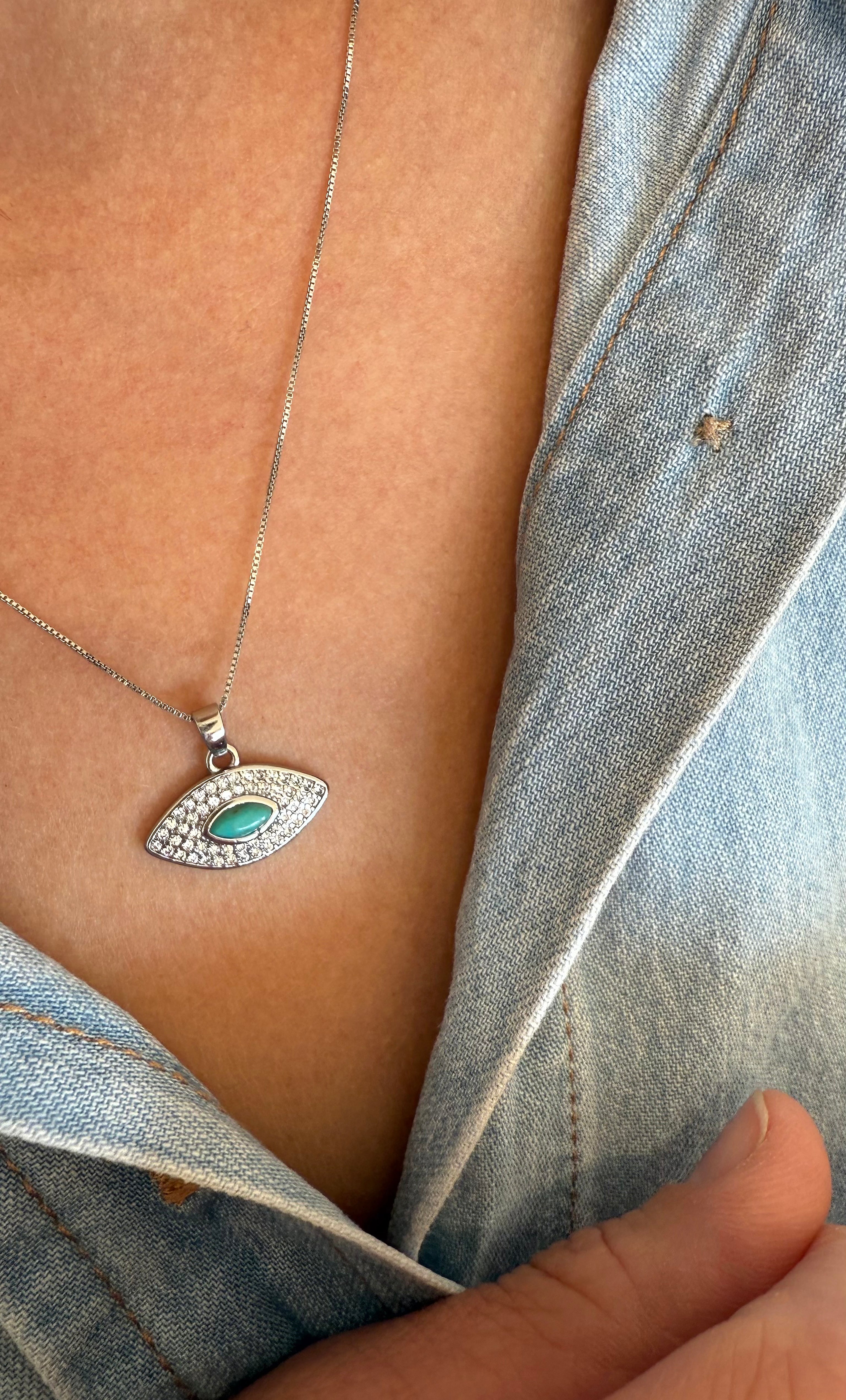 Evil Eye Protection Necklace - Silver | Tunik