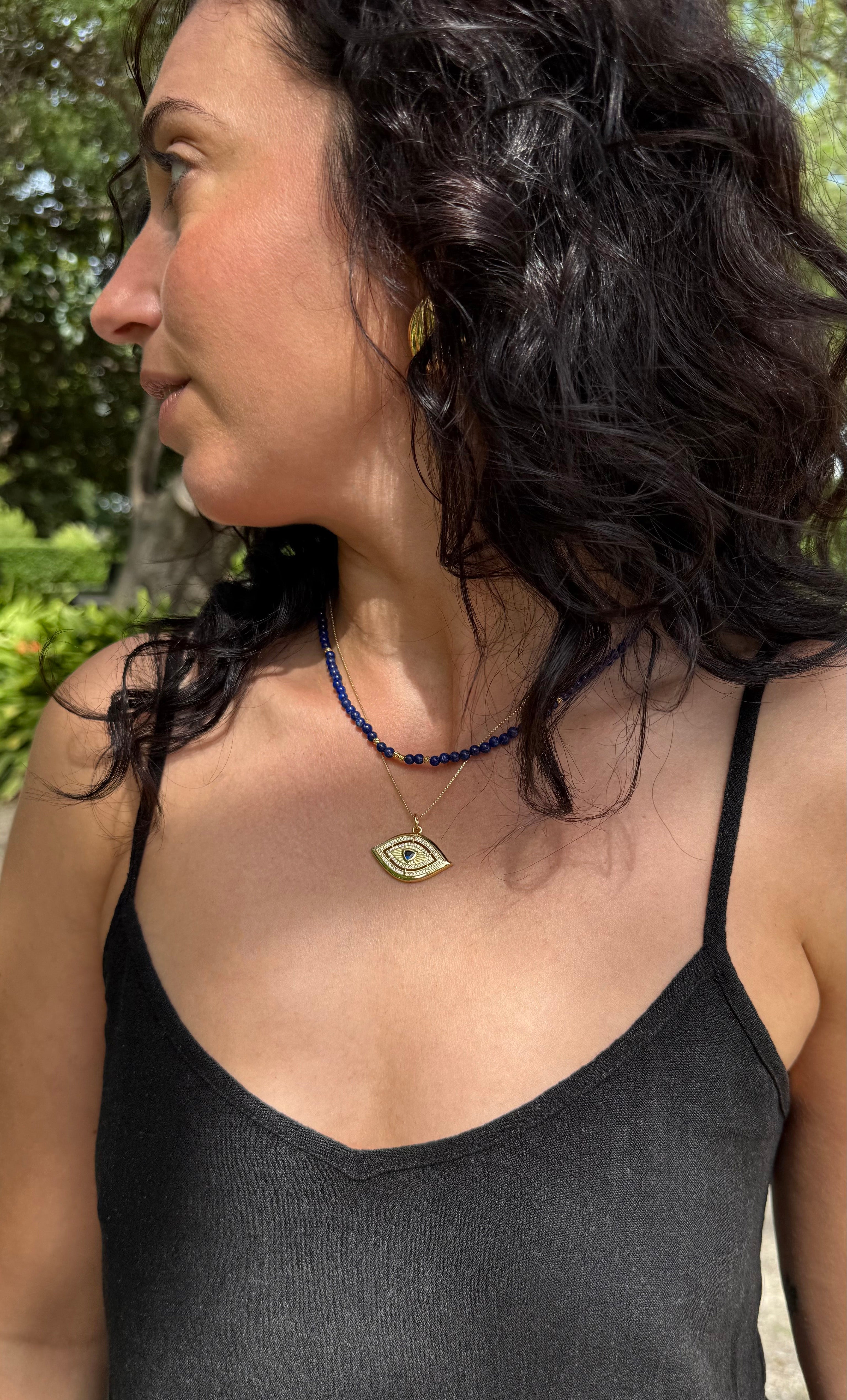 Night Swims Lapis Lazuli Beaded Necklace - Handmade | Tunik