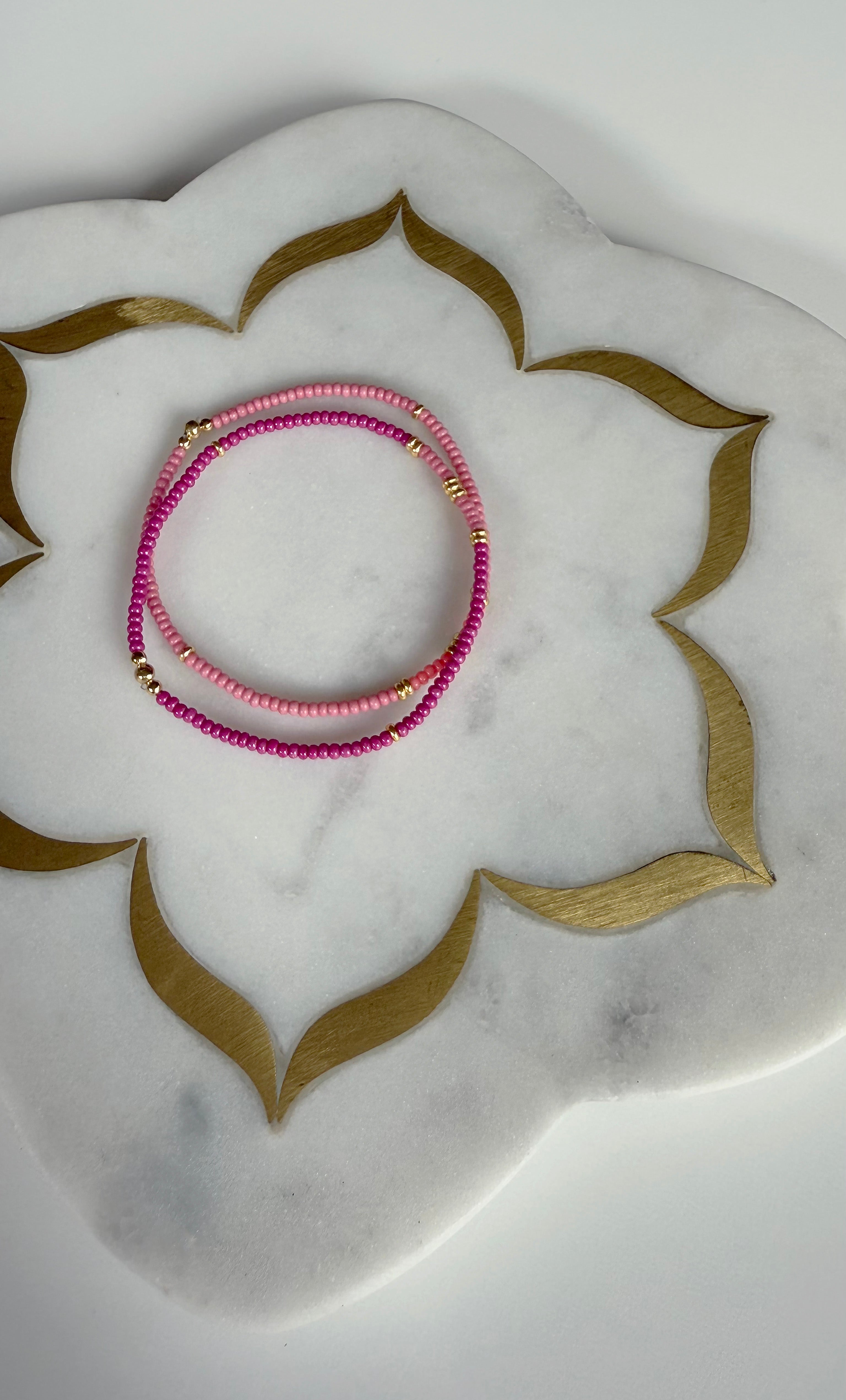 Pink Friendship Bracelet Set - Handmade Stackable Bracelets | Tunik