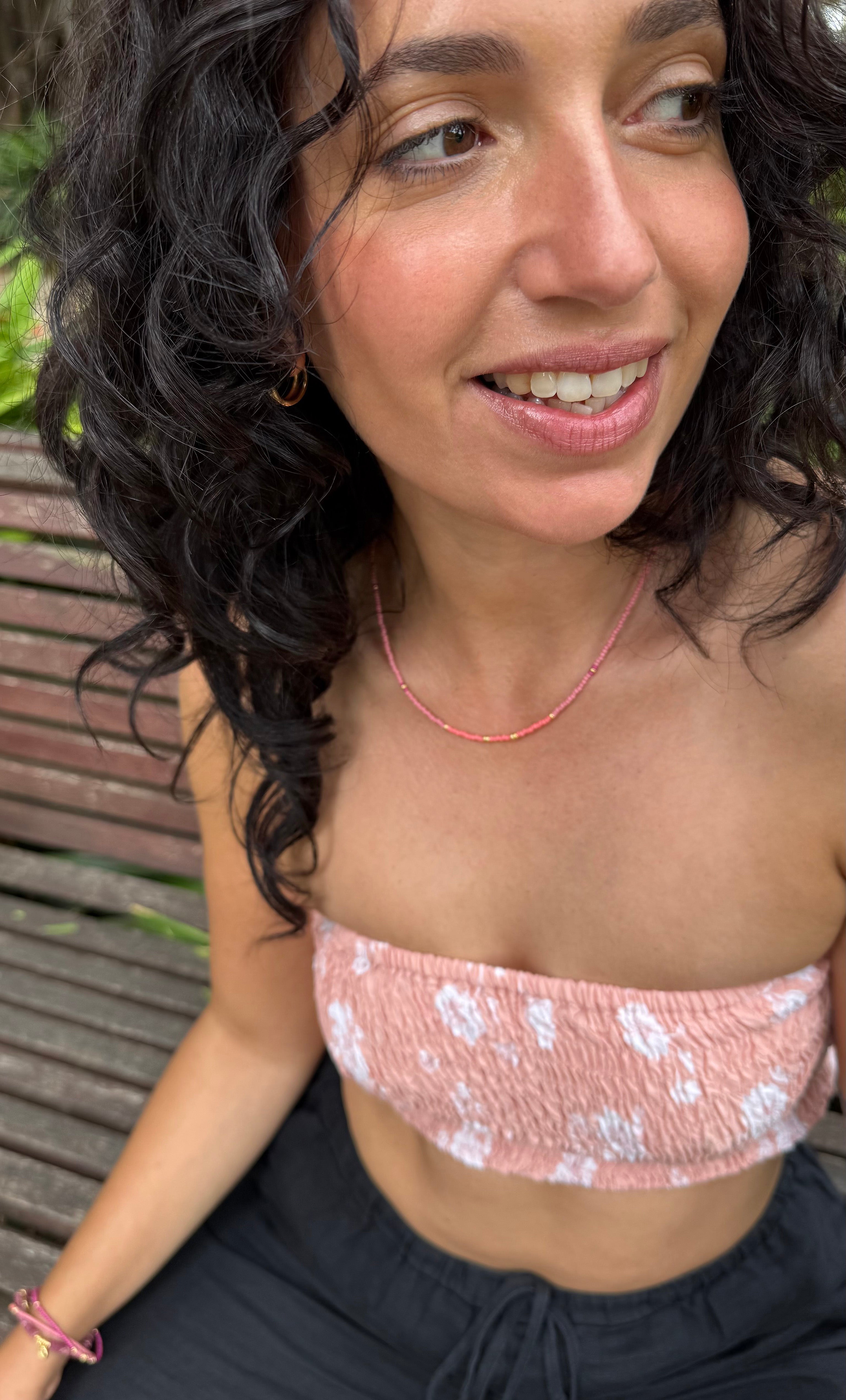 Pink Friendship Necklace - Handmade Beaded Necklace | Tunik
