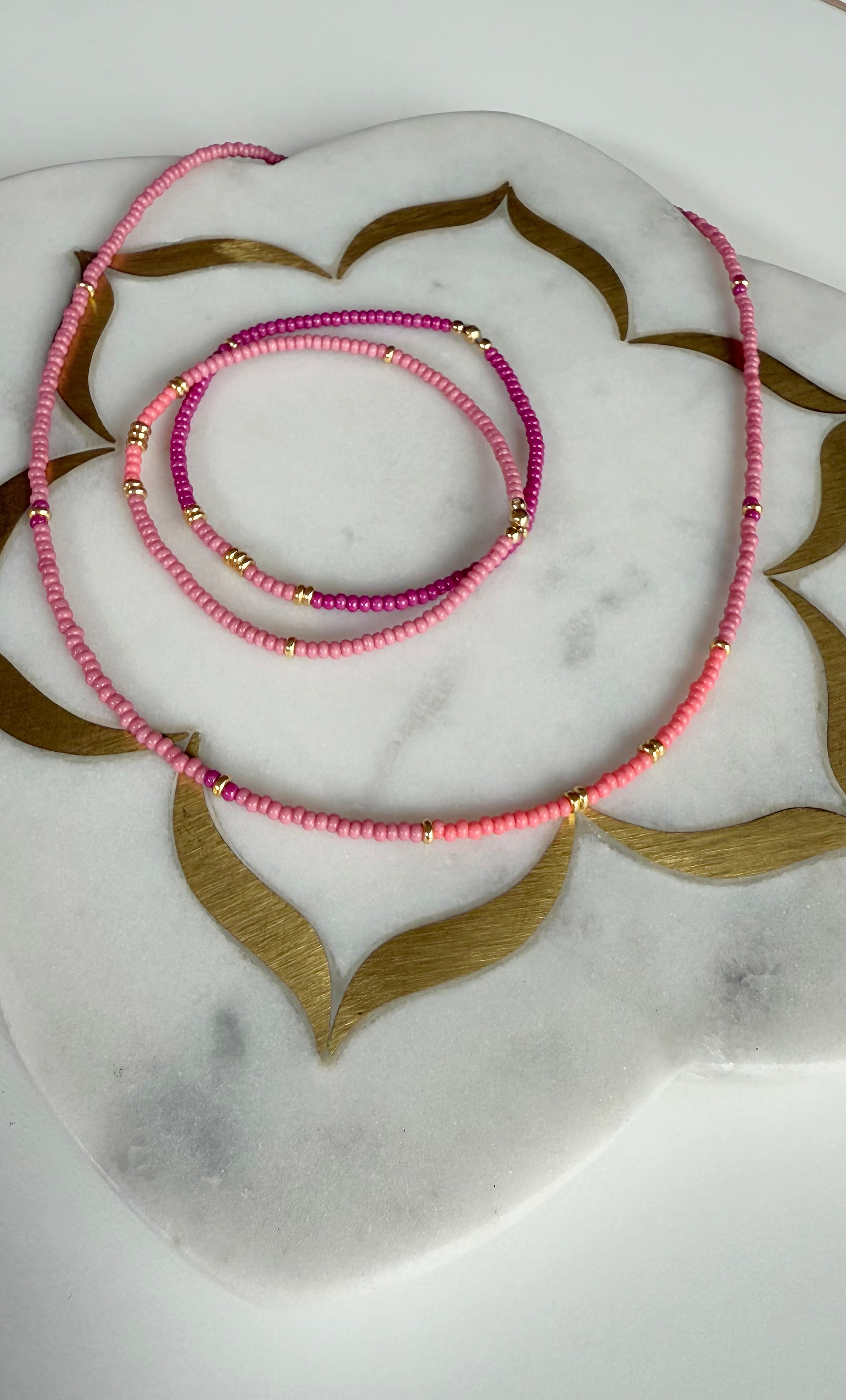 Pink Friendship Bracelet Set - Handmade Stackable Bracelets | Tunik