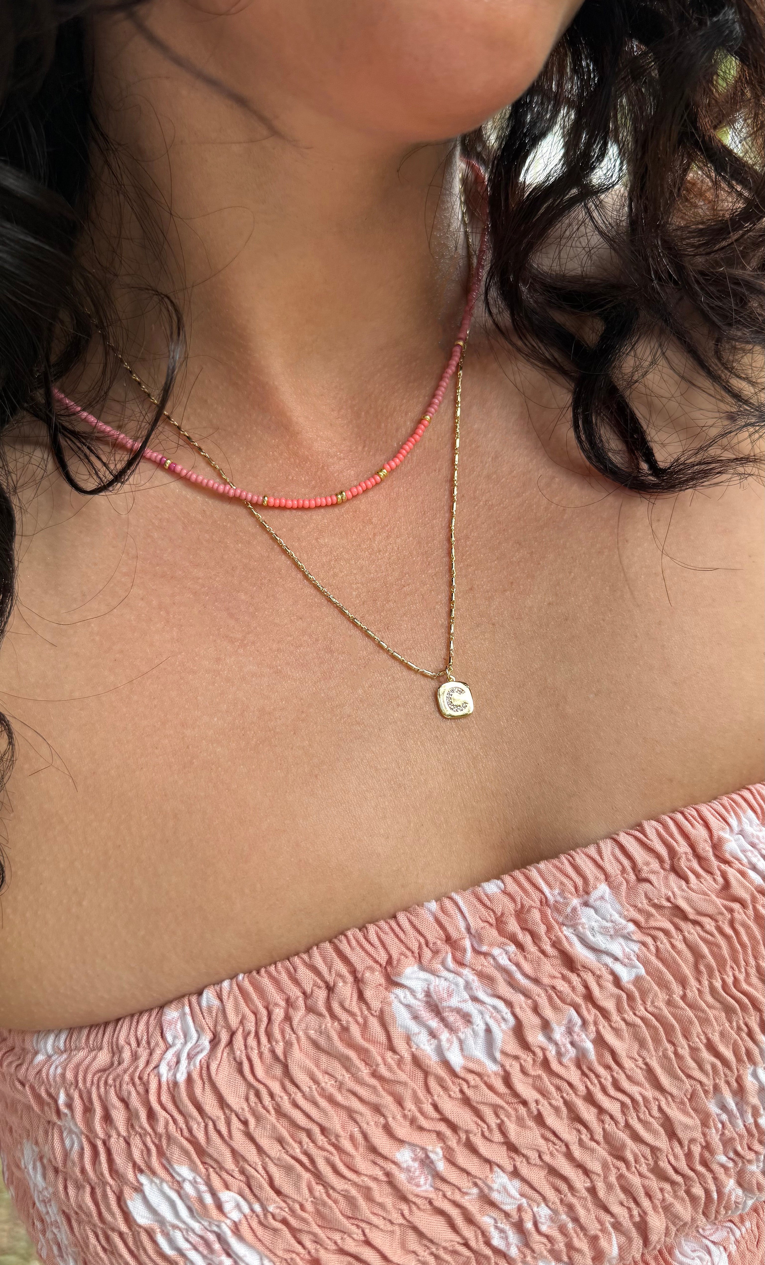 Pink Friendship Necklace - Handmade Beaded Necklace | Tunik