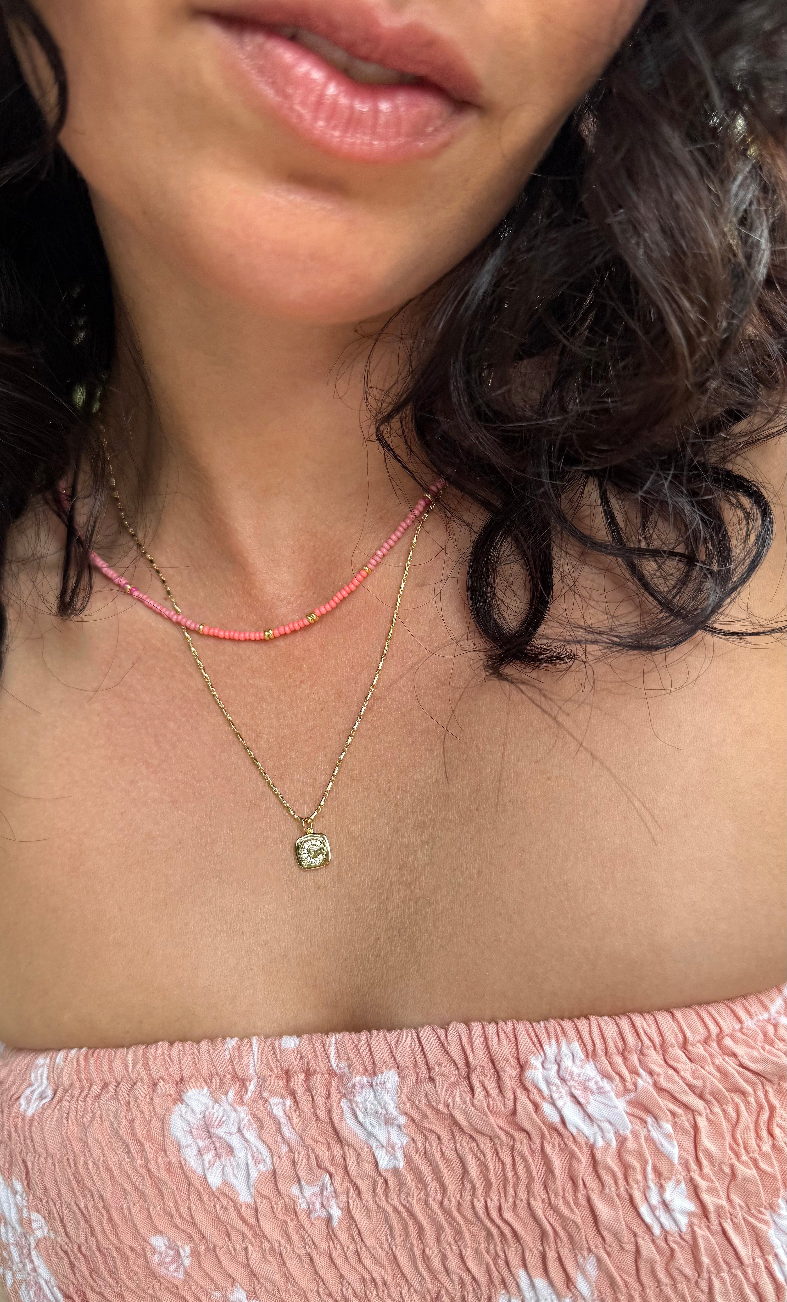 Personalised Gold Initials Charm Necklace - Gold Fill | Tunik