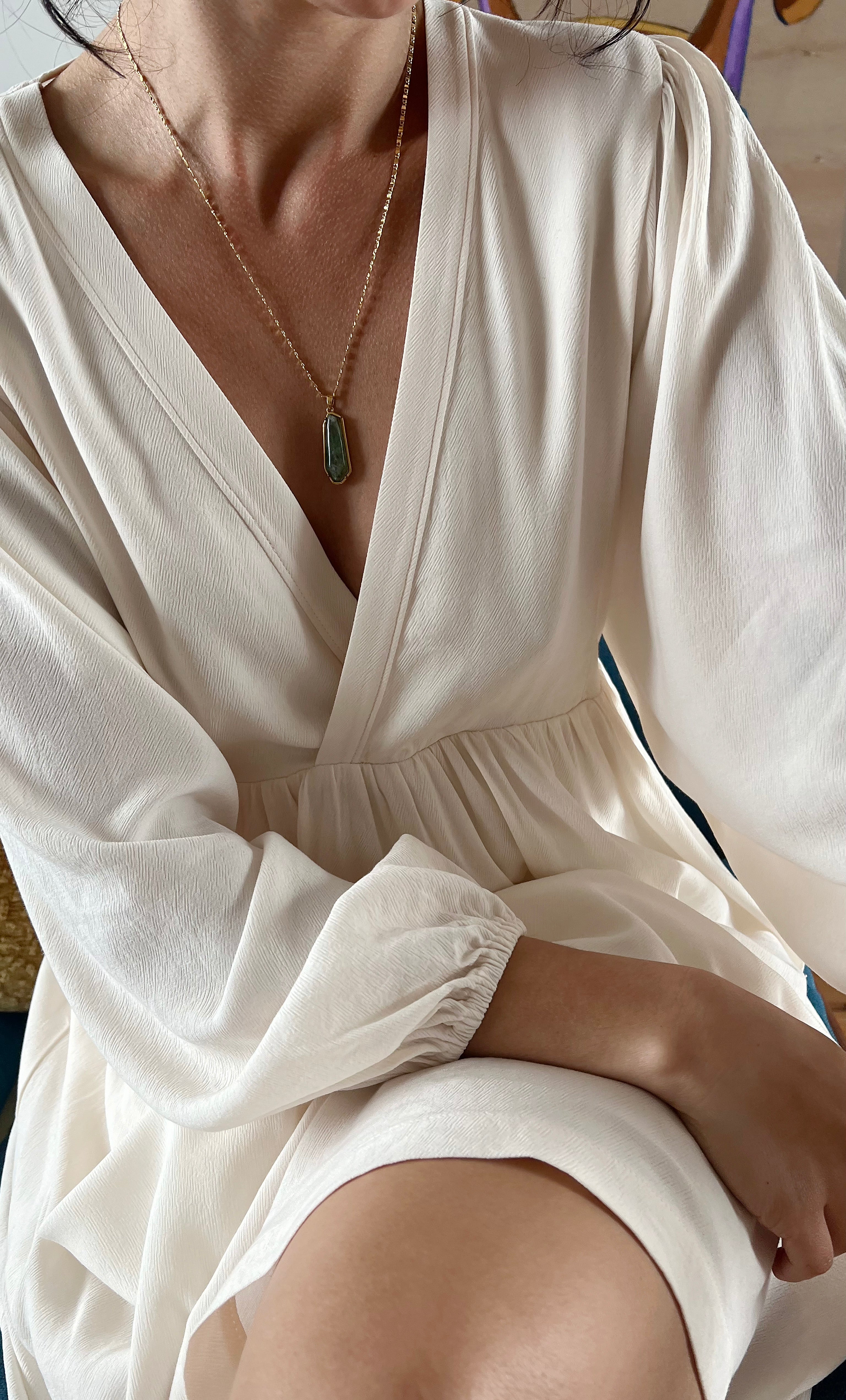 Night Ocean Aventurine Gemstone Pendant Necklace – 24K Gold Fill | Tunik