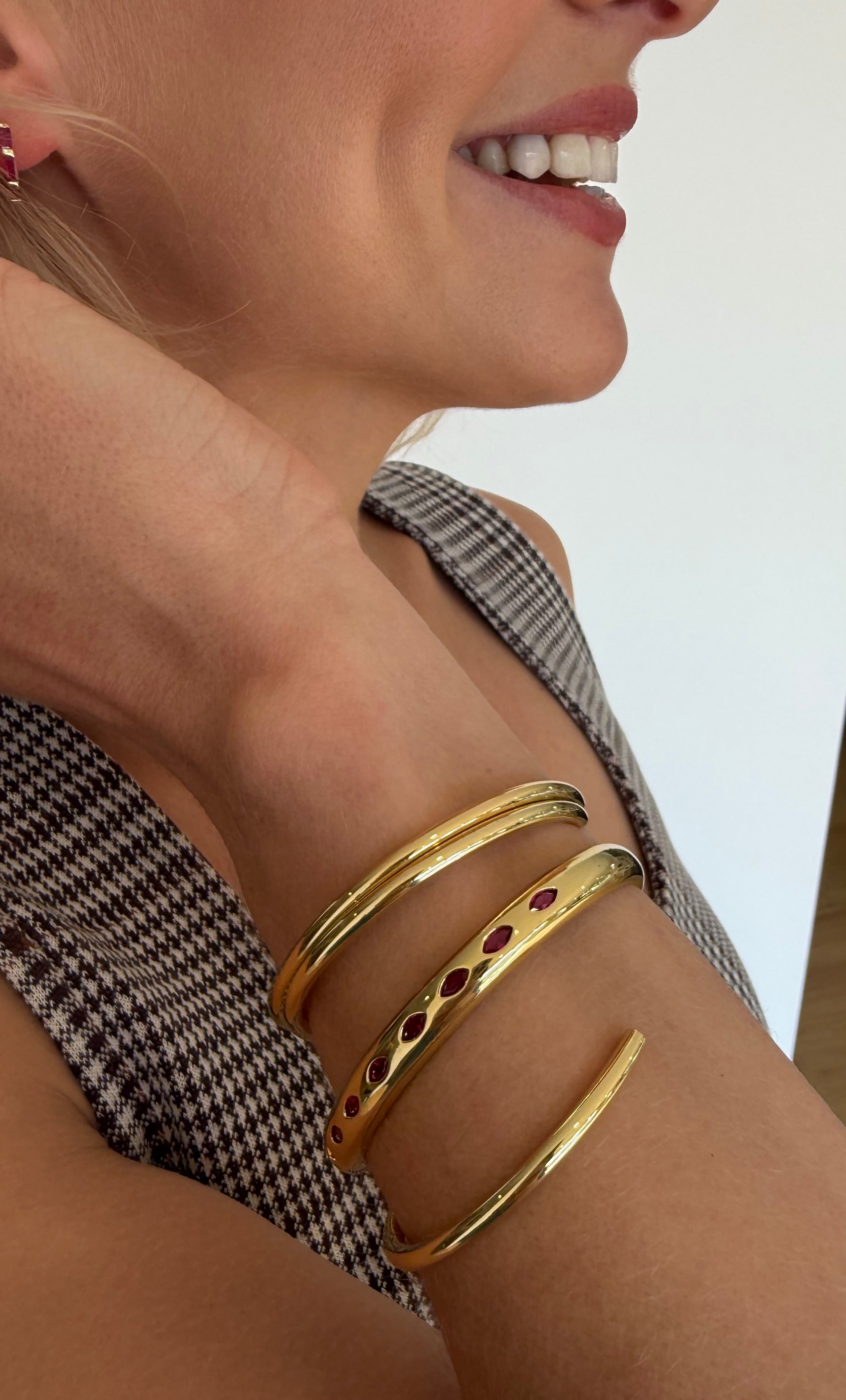 Pink Stone Cuff - Gold-Fill Adjustable Bracelet | Tunik