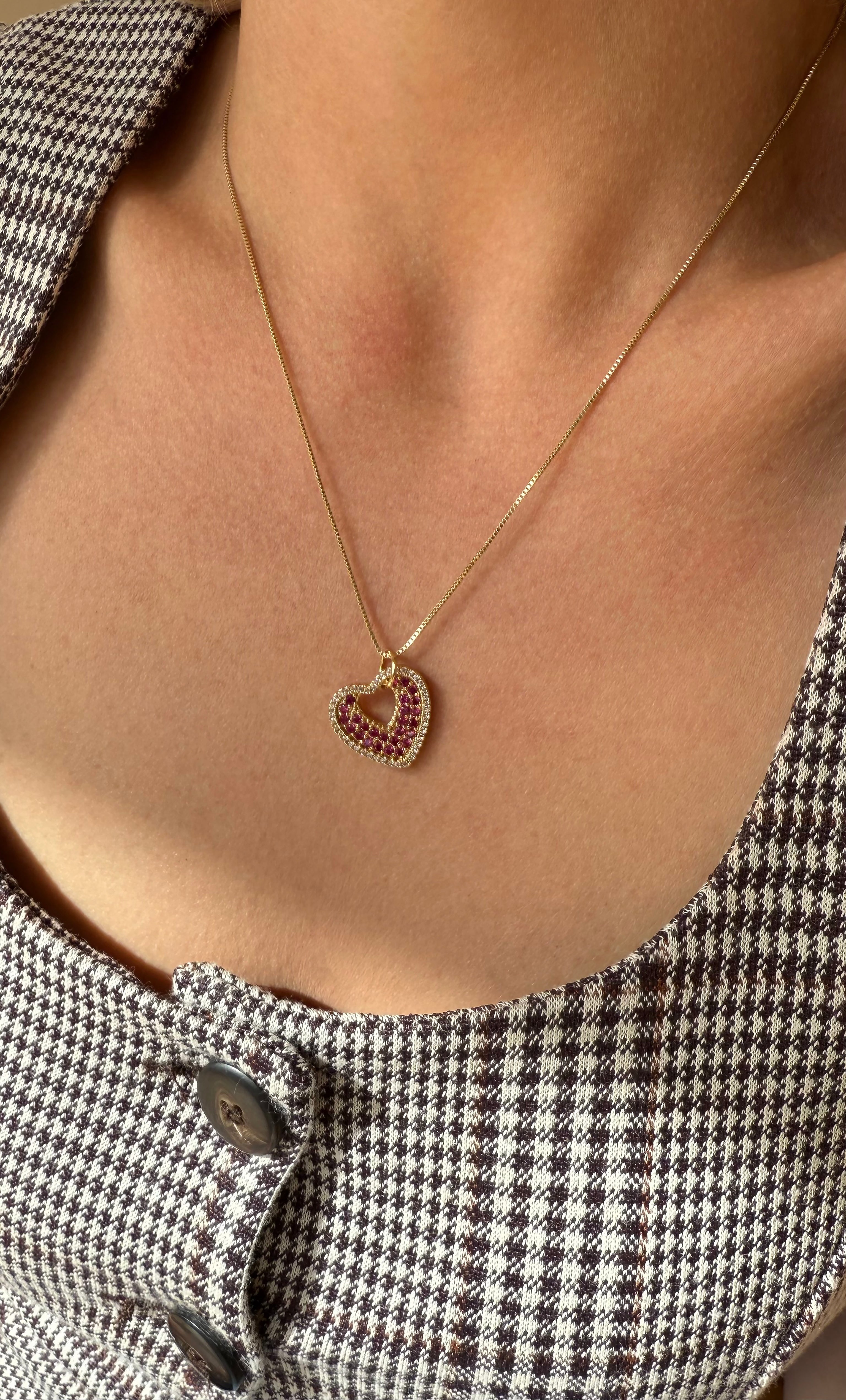 Roaming Hearts Necklace – Gold Fill Zirconia Heart Charm | Tunik