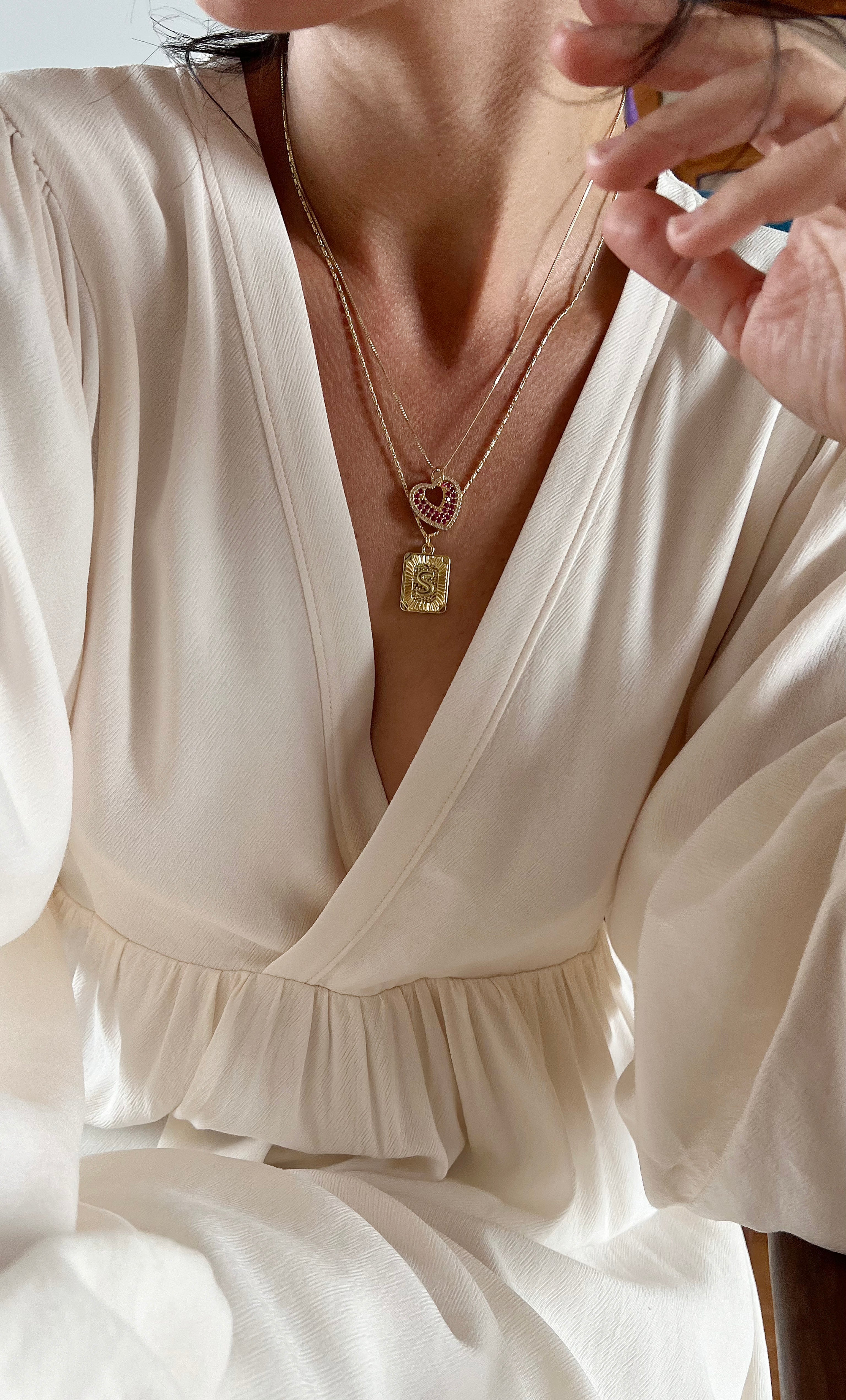 Roaming Hearts Necklace – Gold Fill Zirconia Heart Charm | Tunik