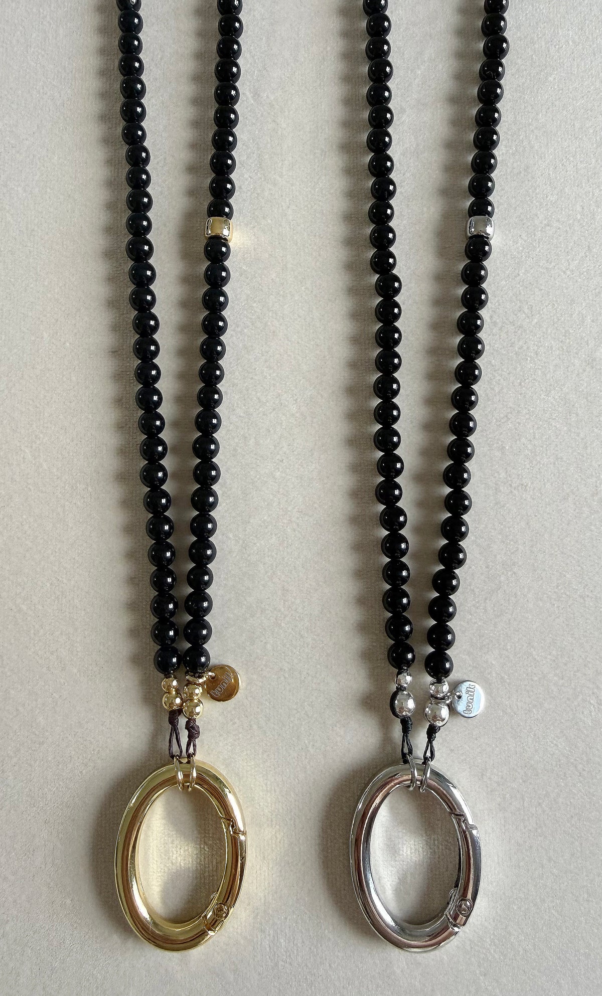 The Utility Lanyard Eyewear and Keys Necklace in Agate Stone Beads with Gold Fill and Silver | Tunik