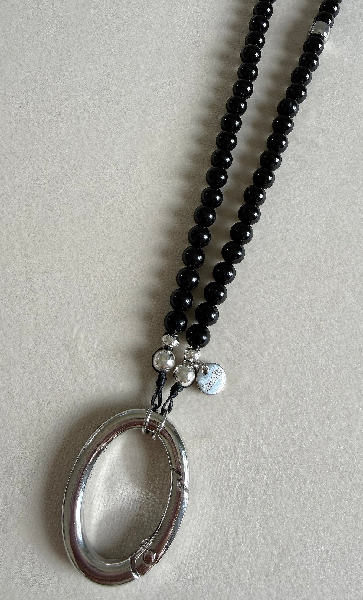The Utility Lanyard Eyewear and Keys Necklace in Agate Stone Beads with Gold Fill and Silver | Tunik