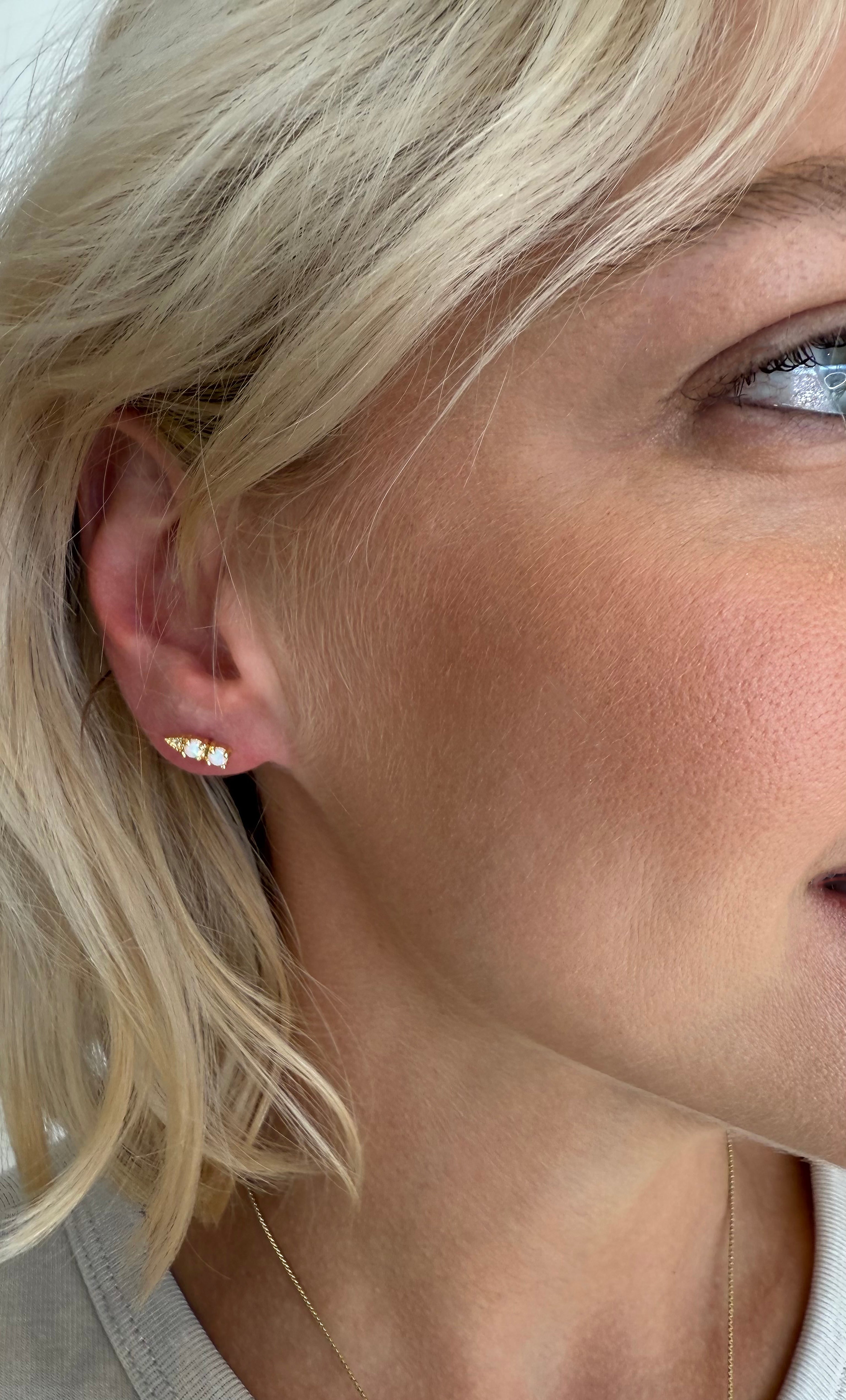 White Opal Arrow Studs Earrings - Gold Fill | Tunik