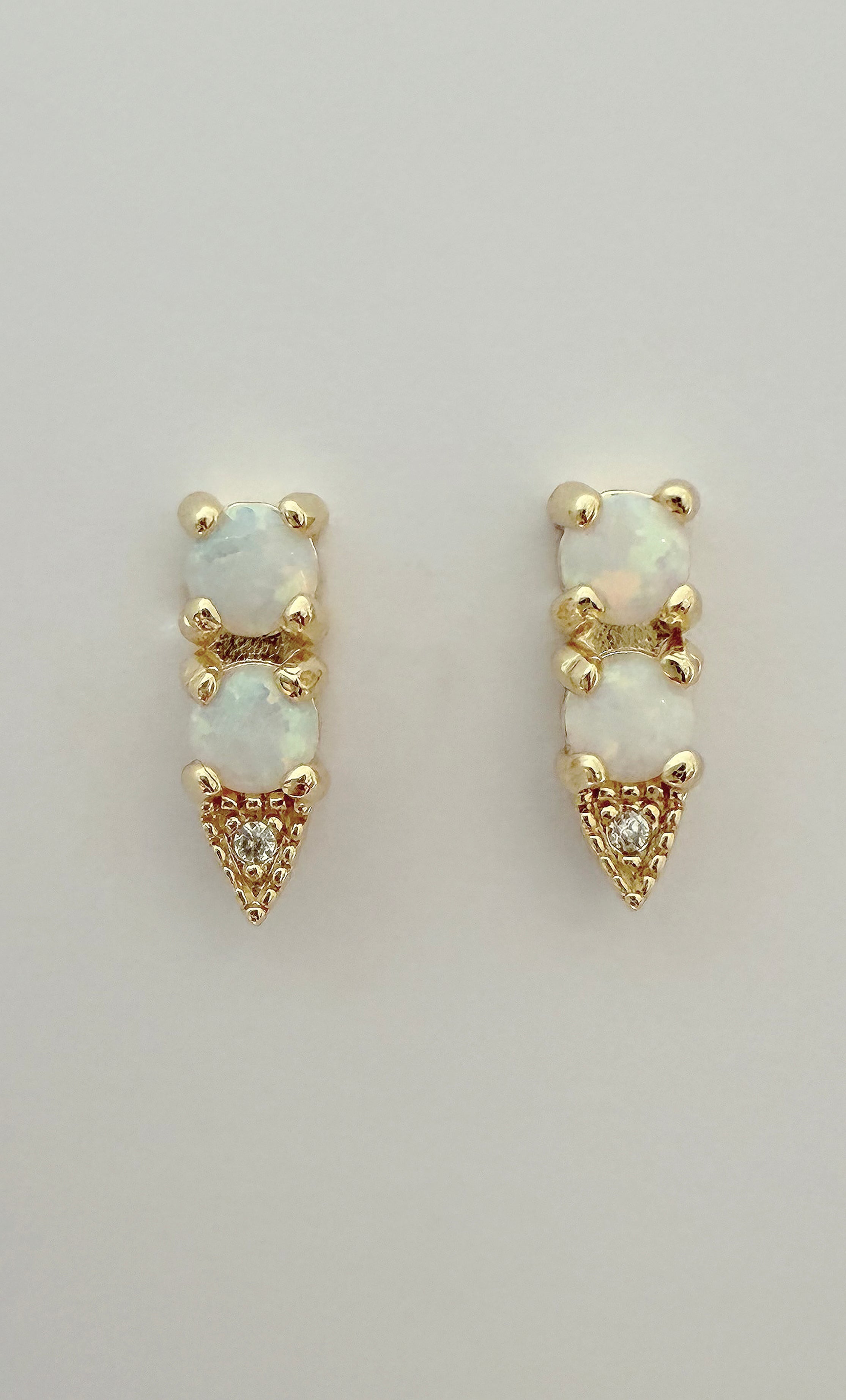 White Opal Arrow Studs Earrings - Gold Fill | Tunik
