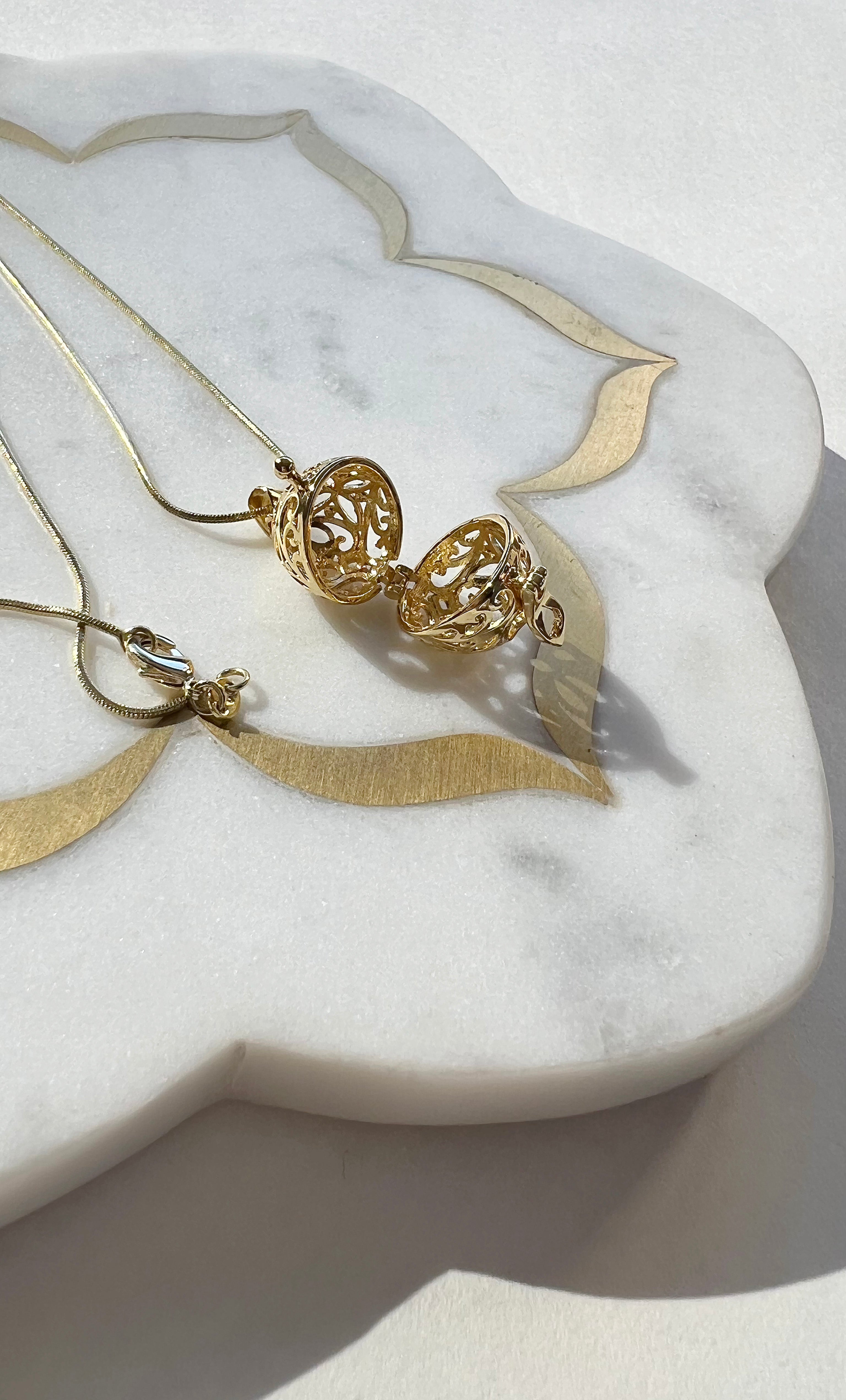 Cage Sphere Locket Pendant Necklace – Gold Fill | Tunik