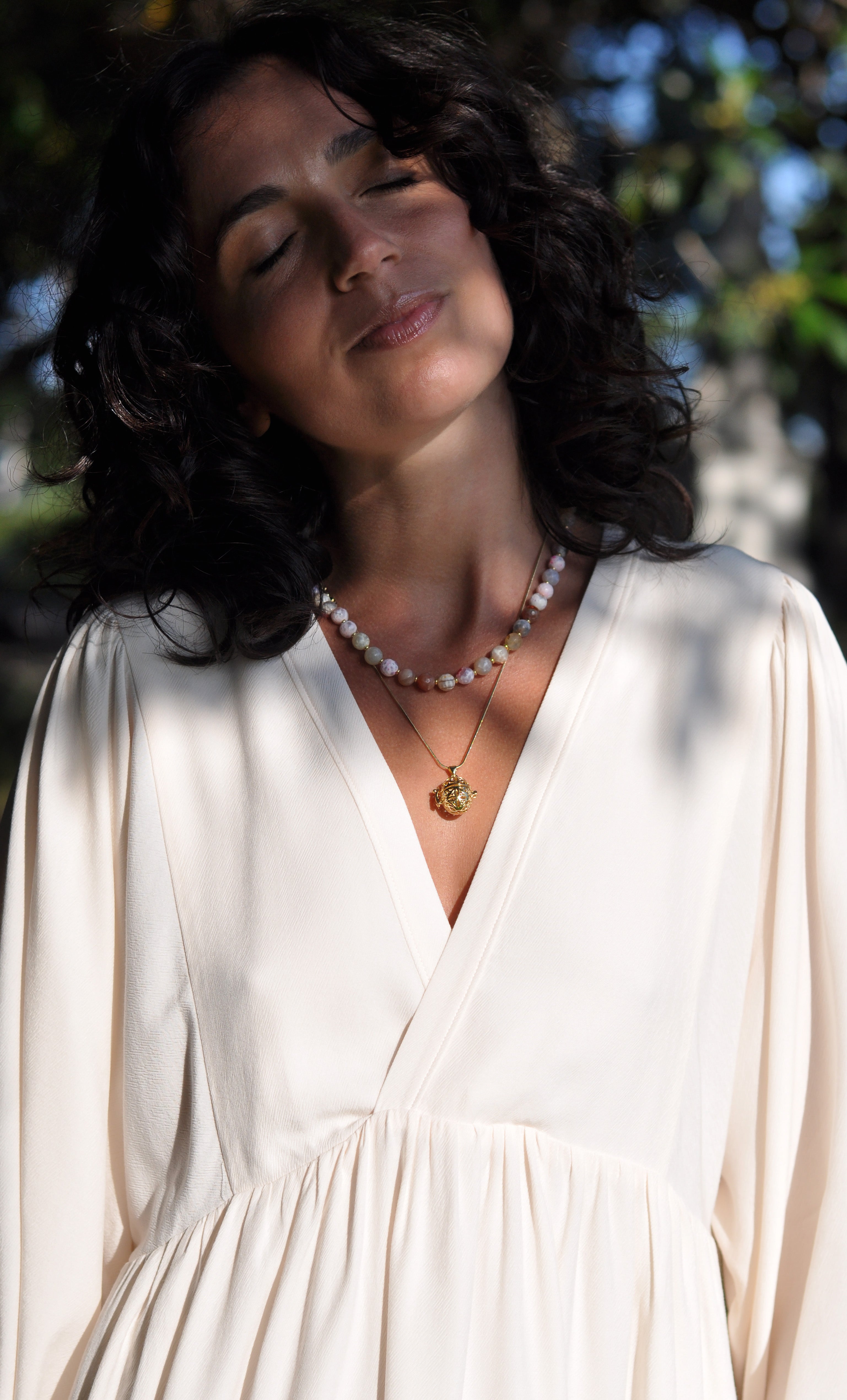 Sea Stones Coloured Rose Agate Beaded Necklace - Handmade | Tunik
