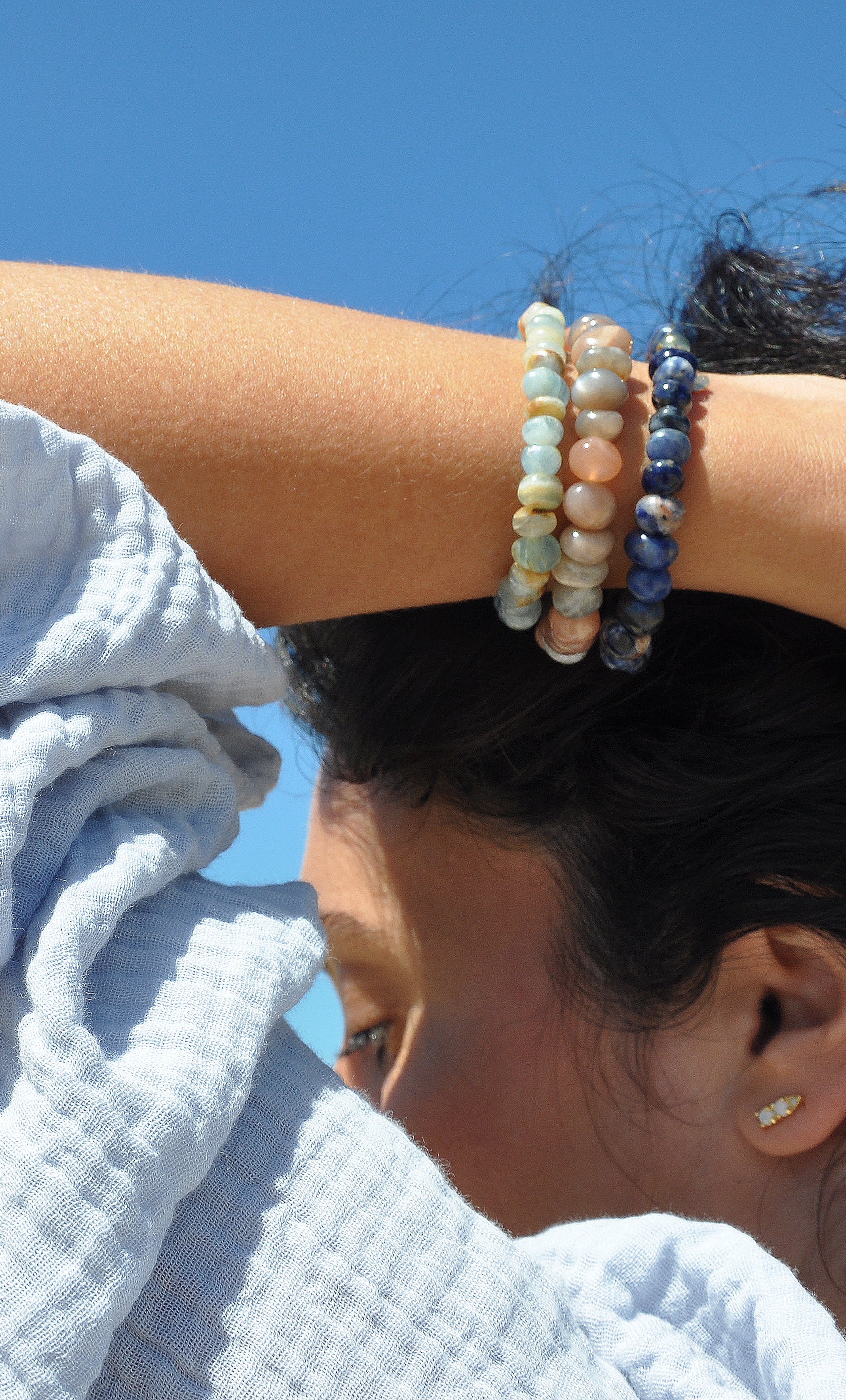 Drift Peach Moonstone Stone Beaded Bracelet | Tunik