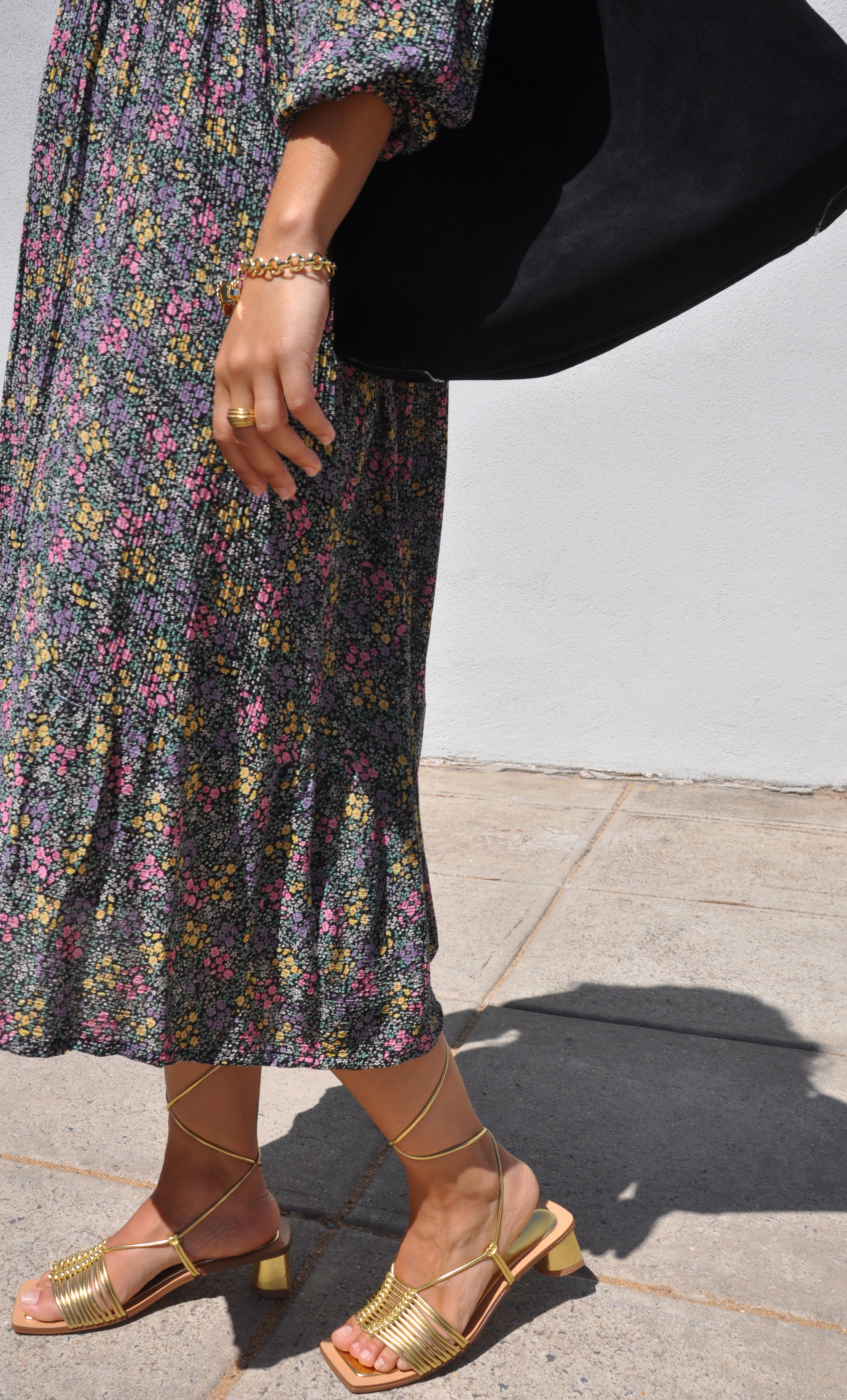 Harper Midi Dress – Flower Fields Print in Crinkle Viscose | Tunik Australia