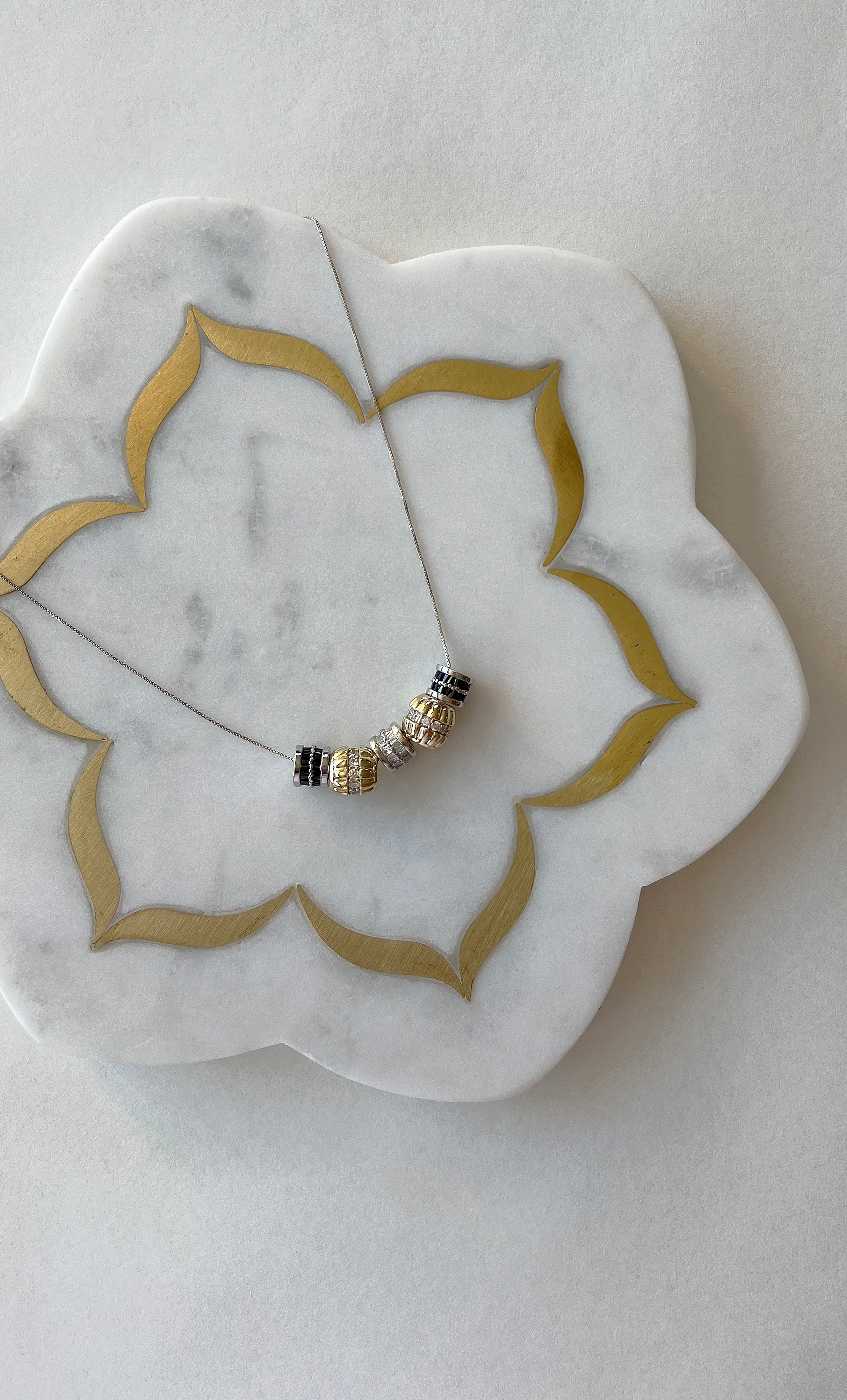 Jewel’s of the Night - 14K White Gold Fill Spacer Bead Necklace | Tunik