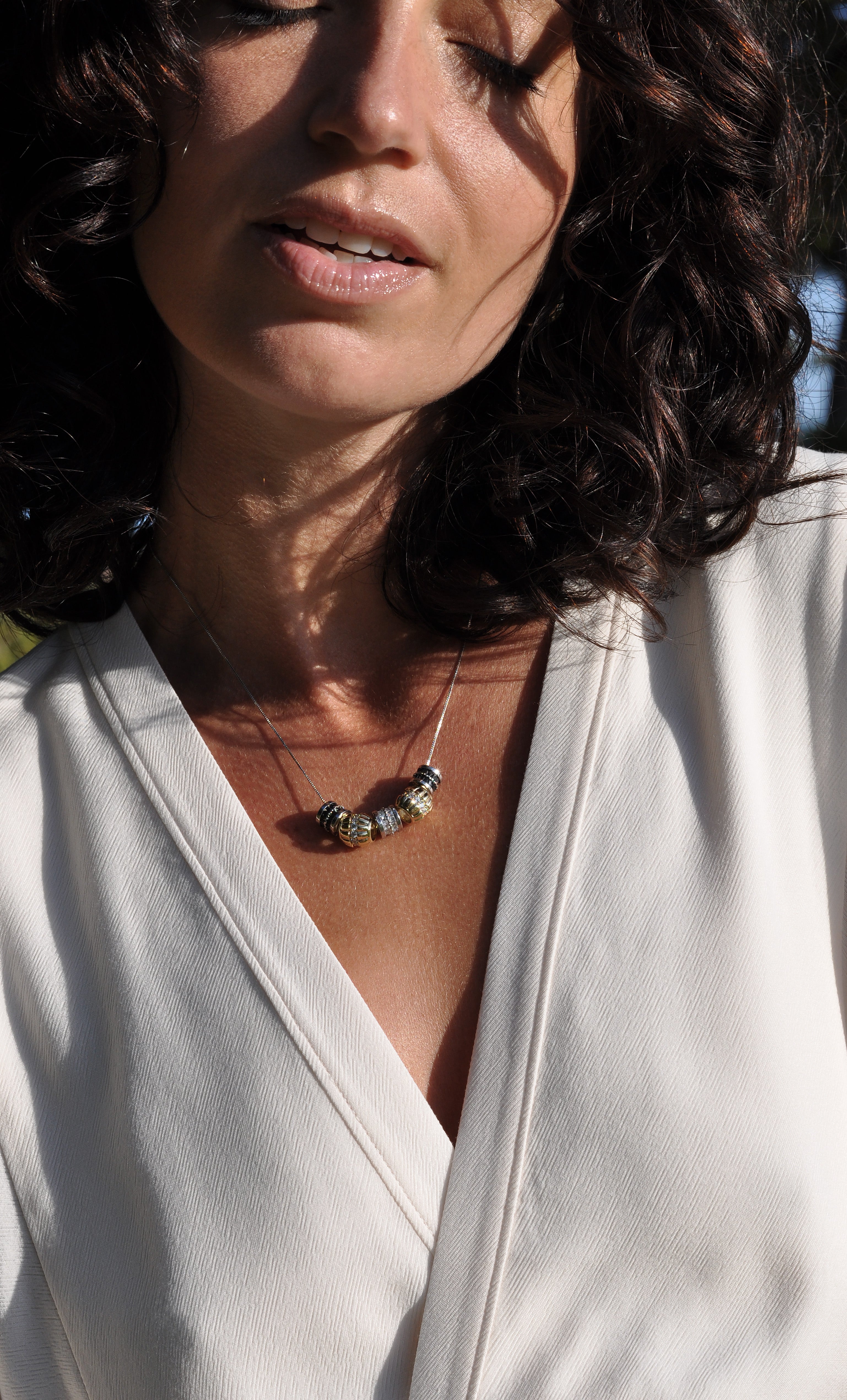 Jewel’s of the Night - 14K White Gold Fill Spacer Bead Necklace | Tunik