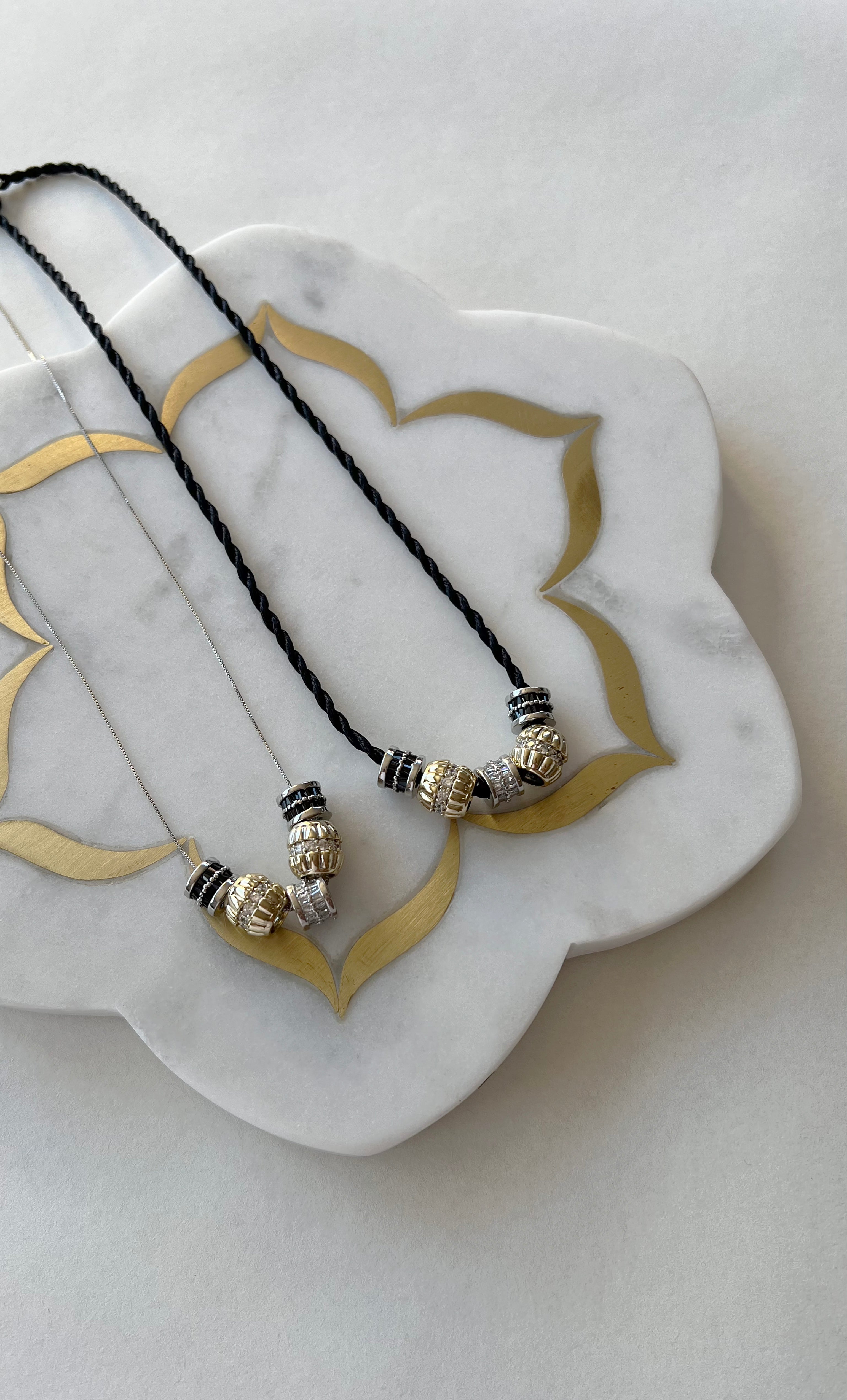 Jewel’s of the Night - 14K White Gold Fill Spacer Bead Necklace | Tunik