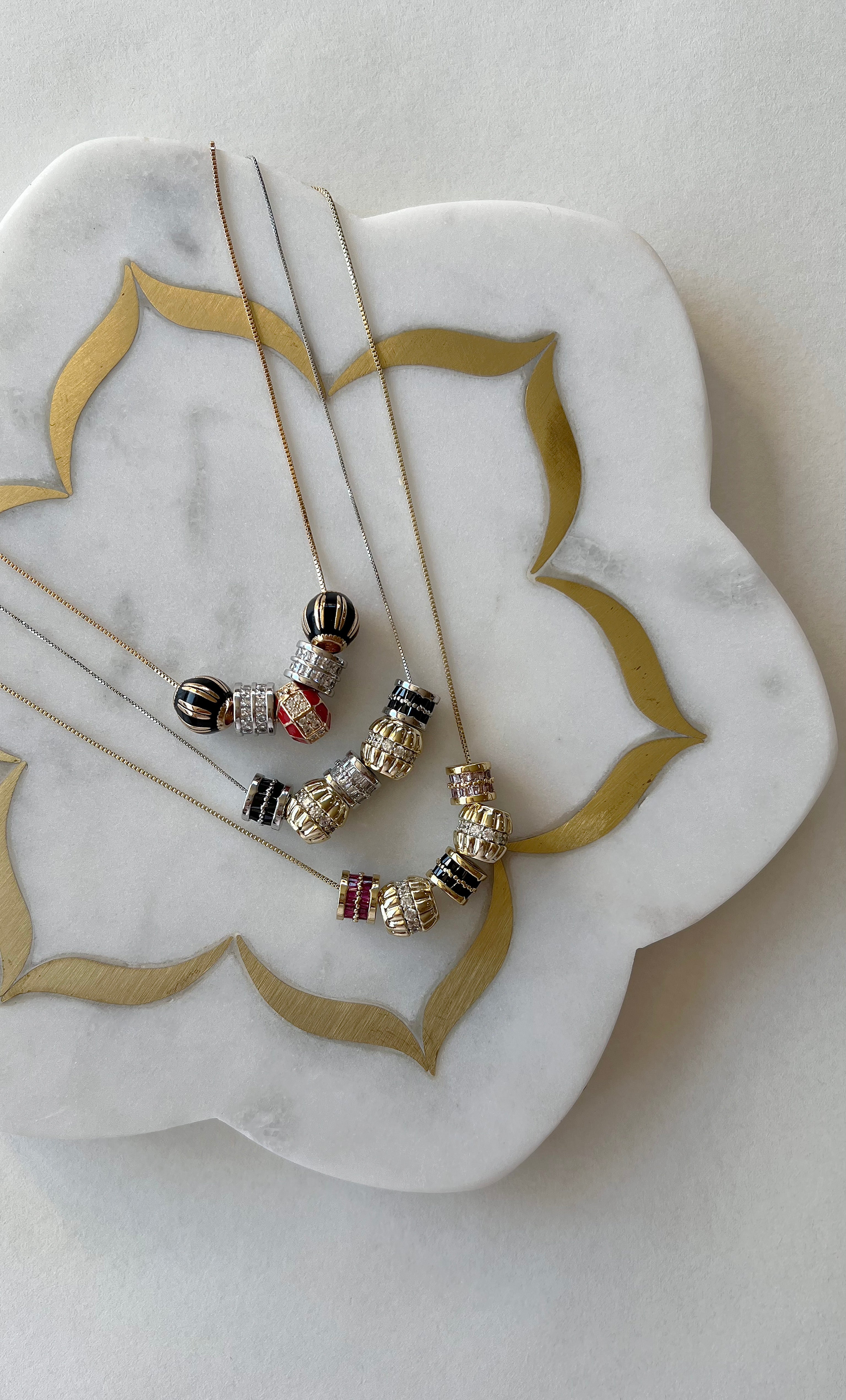 Jewel’s of the Night - 14K White Gold Fill Spacer Bead Necklace | Tunik