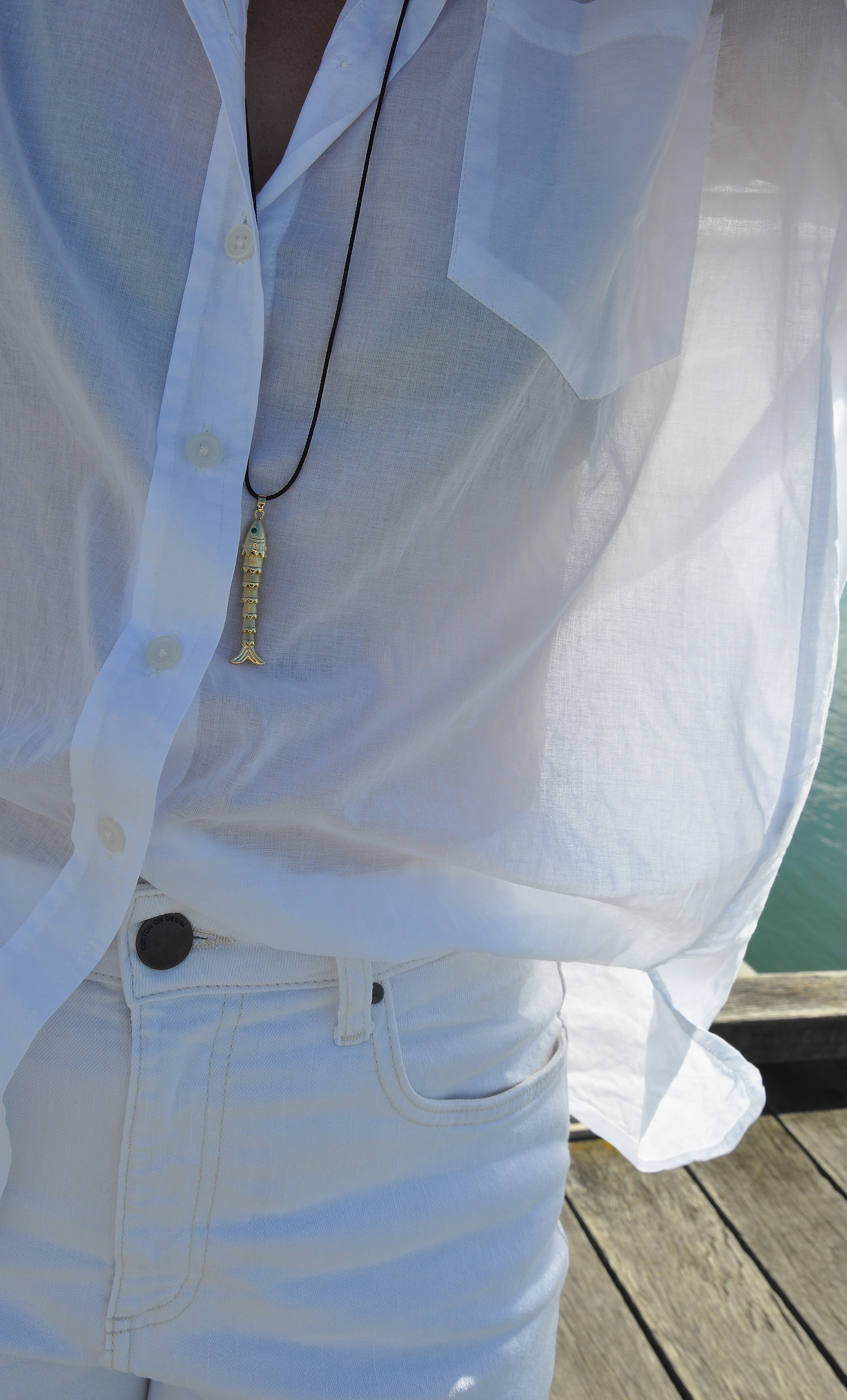 Koi Fish Long Pendant Necklace Black Japanese Cord | Tunik