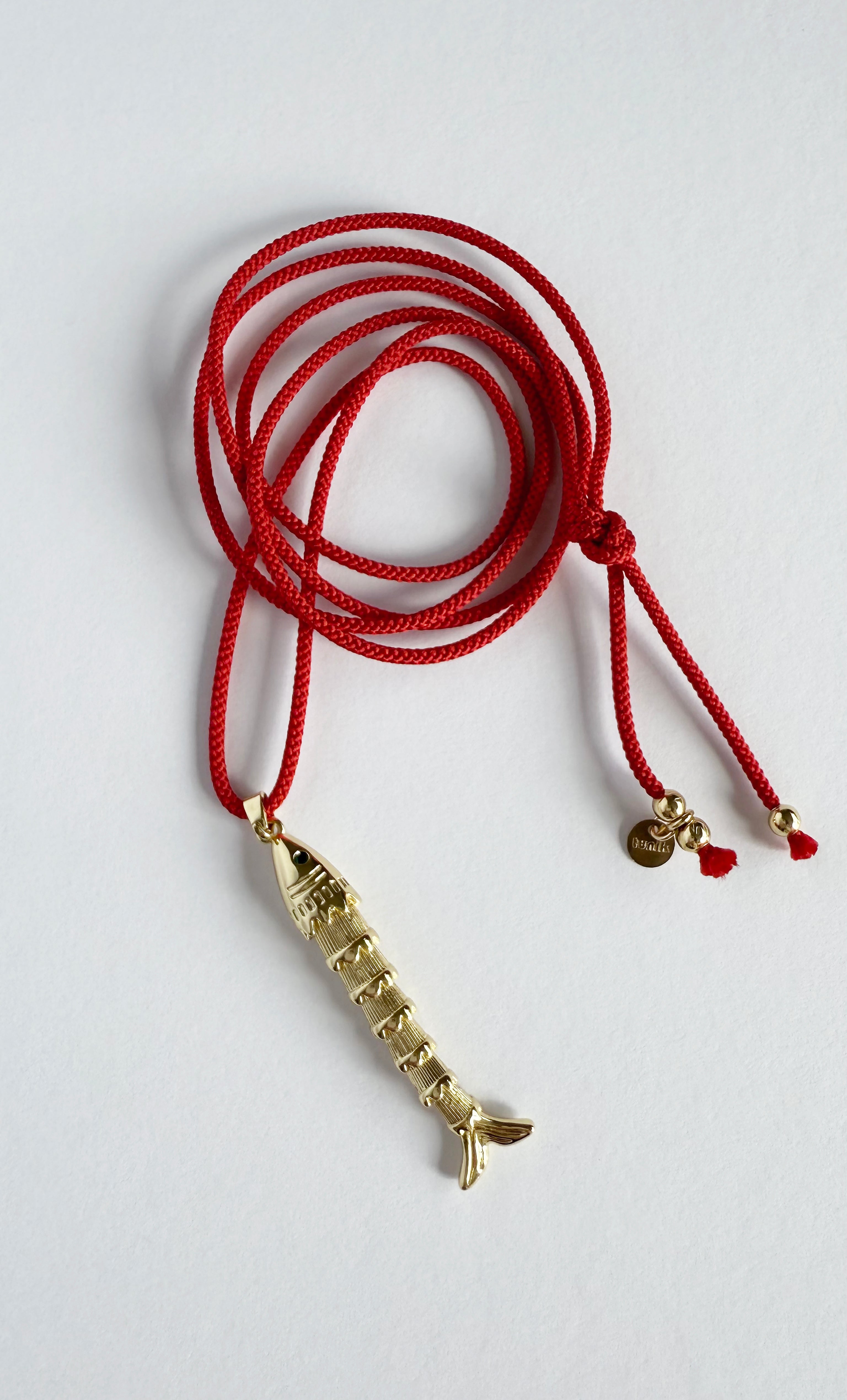 Koi Fish Long Pendant Necklace Red Japanese Cord | Tunik