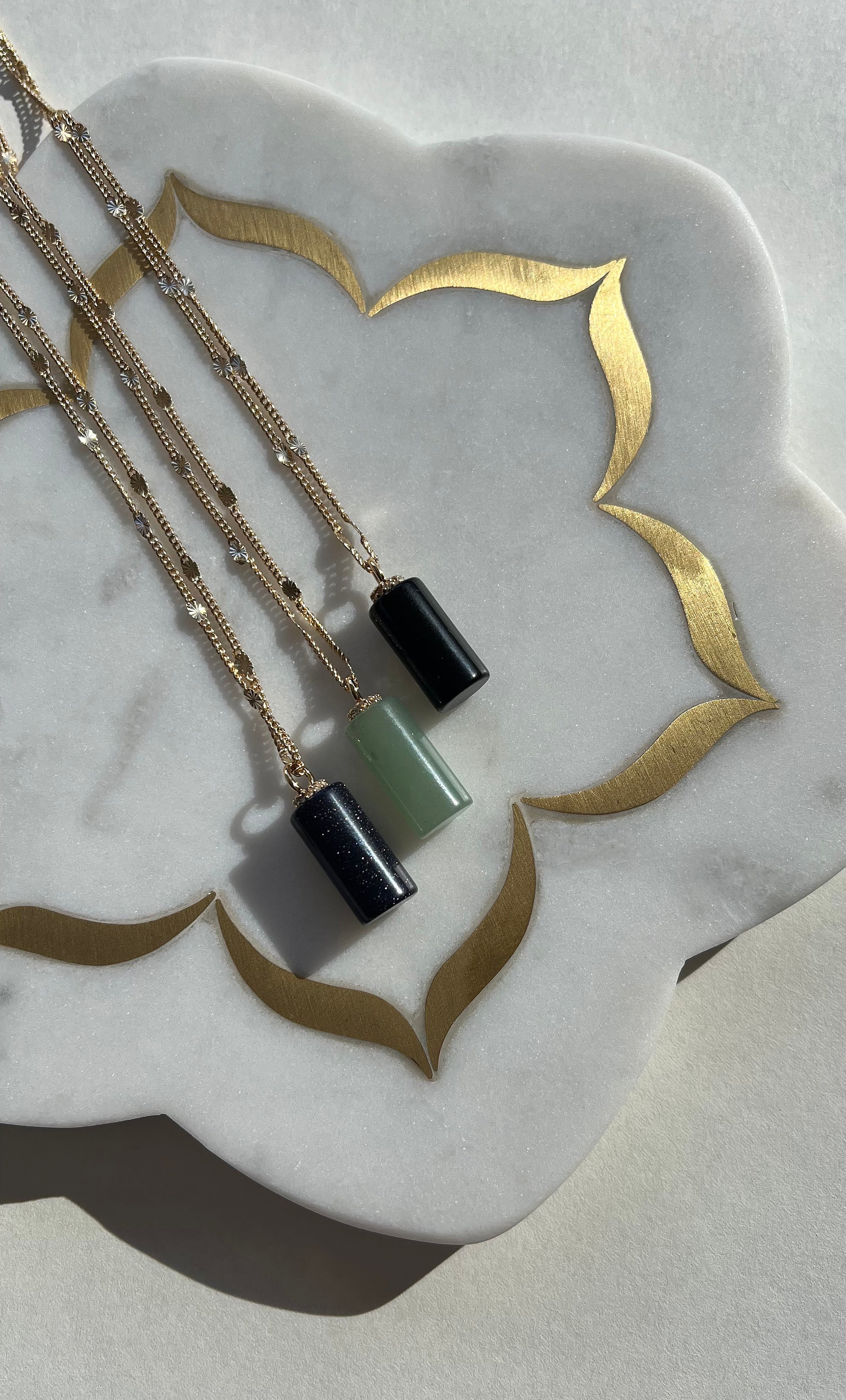 Message in a Bottle Necklace – Blue Goldstone Pendant on 14K Gold Chain | Tunik
