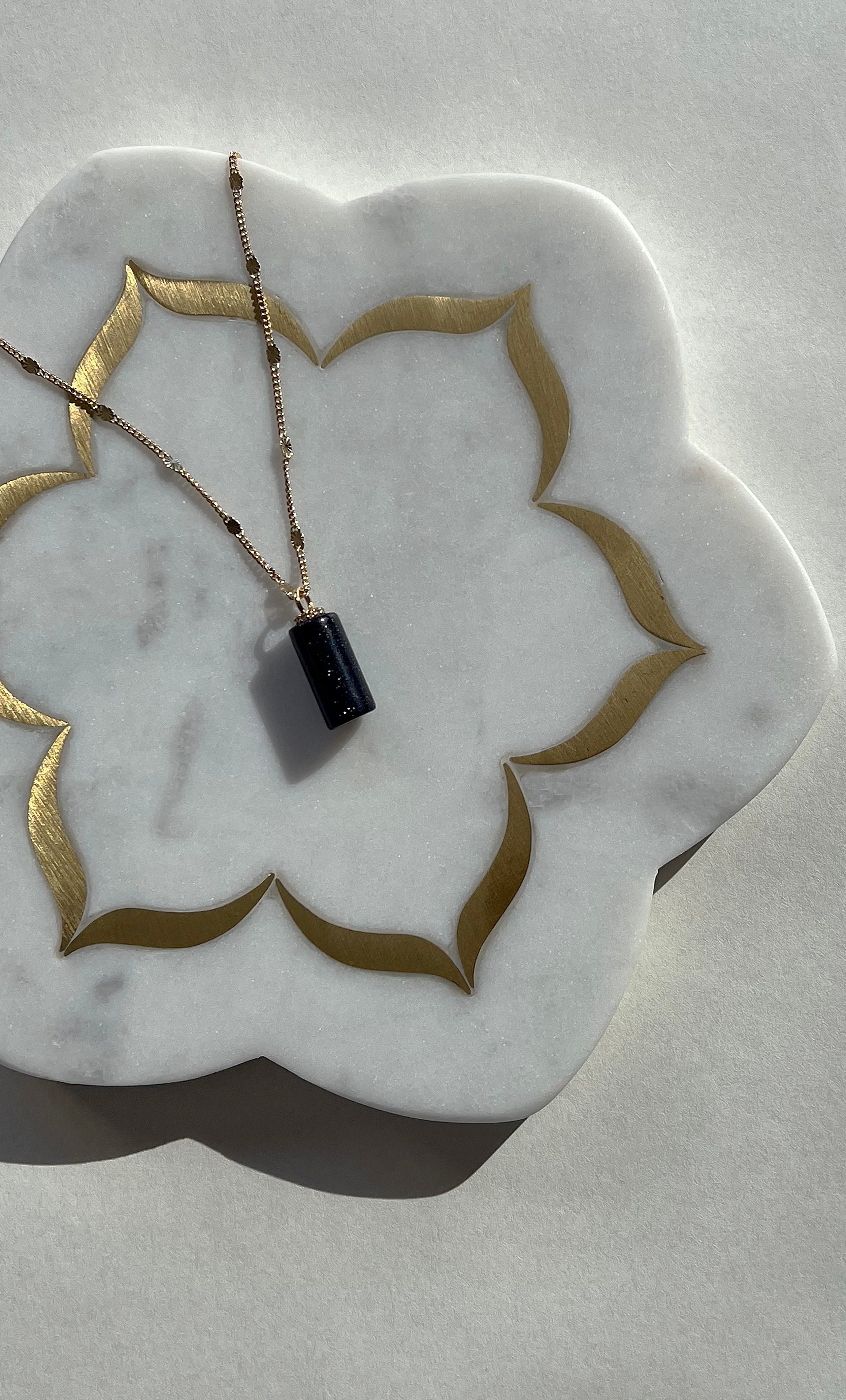 Message in a Bottle Necklace – Blue Goldstone Pendant on 14K Gold Chain | Tunik