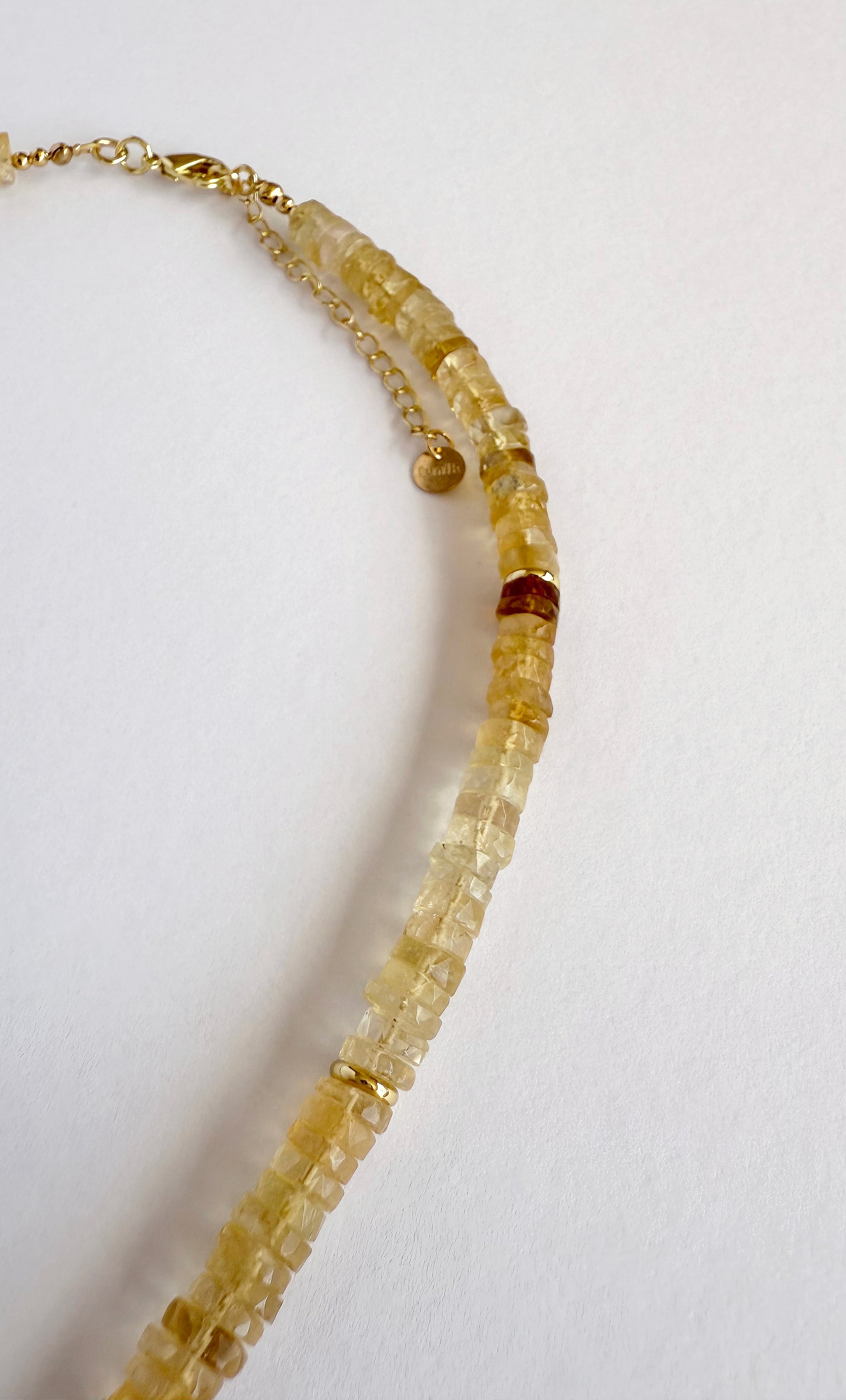 Nomade Amulet Natural Citrine Heishi Bead Necklace with Natural Shungite Carved Pendant | Tunik