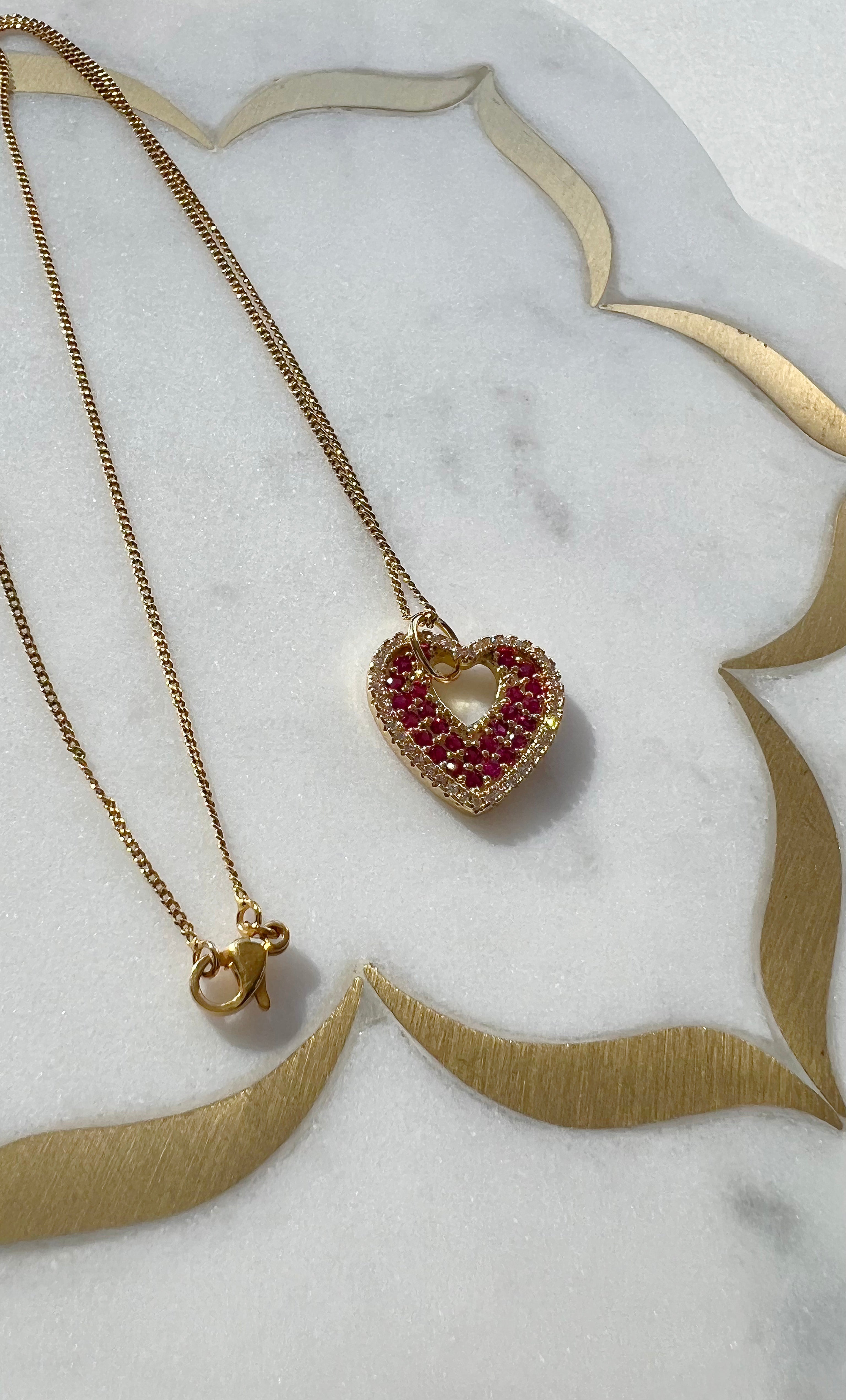 Roaming Hearts Necklace – Gold Fill Zirconia Heart Charm | Tunik