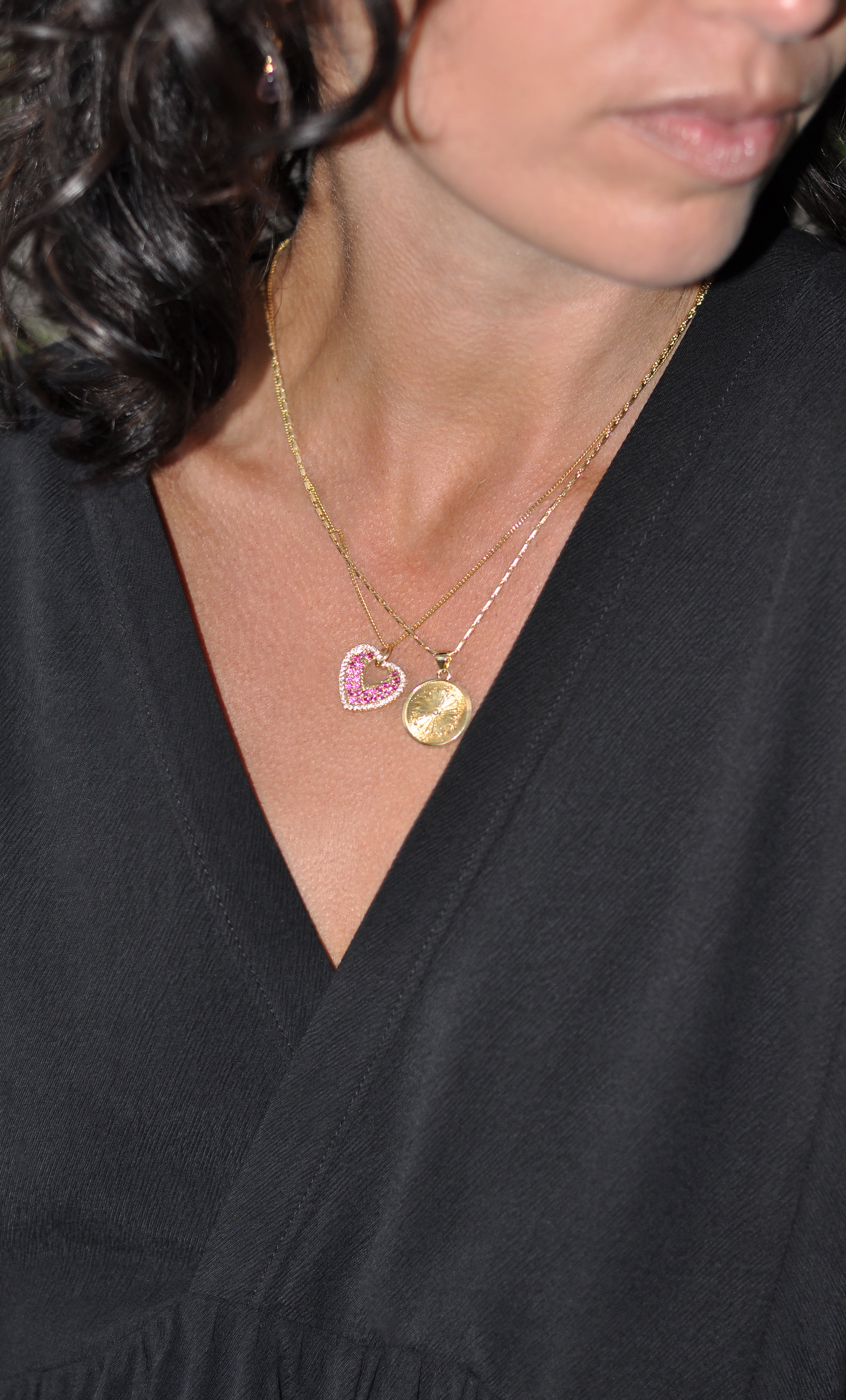 Roaming Hearts Necklace – Gold Fill Zirconia Heart Charm | Tunik