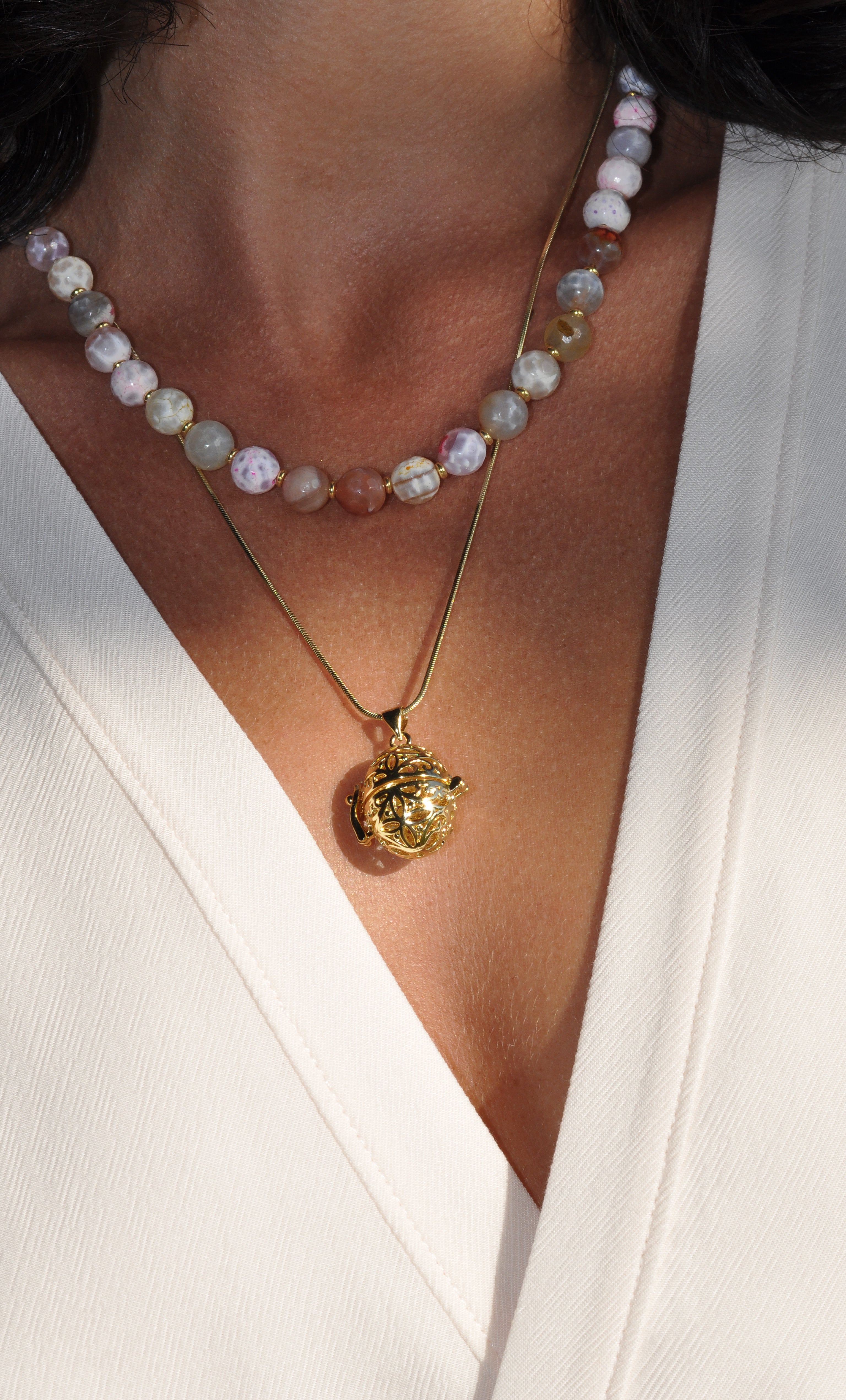 Cage Sphere Locket Pendant Necklace – Gold Fill | Tunik