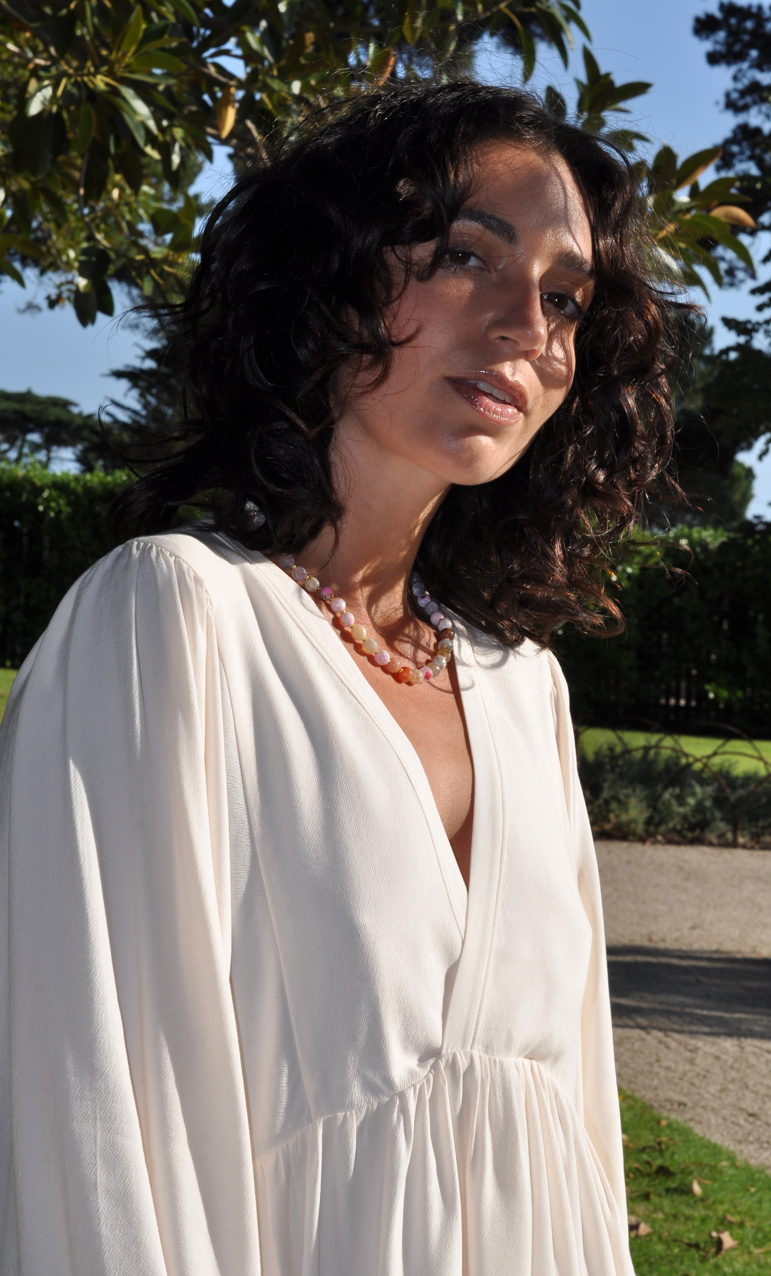 Sea Stones Coloured Rose Agate Beaded Necklace - Handmade | Tunik
