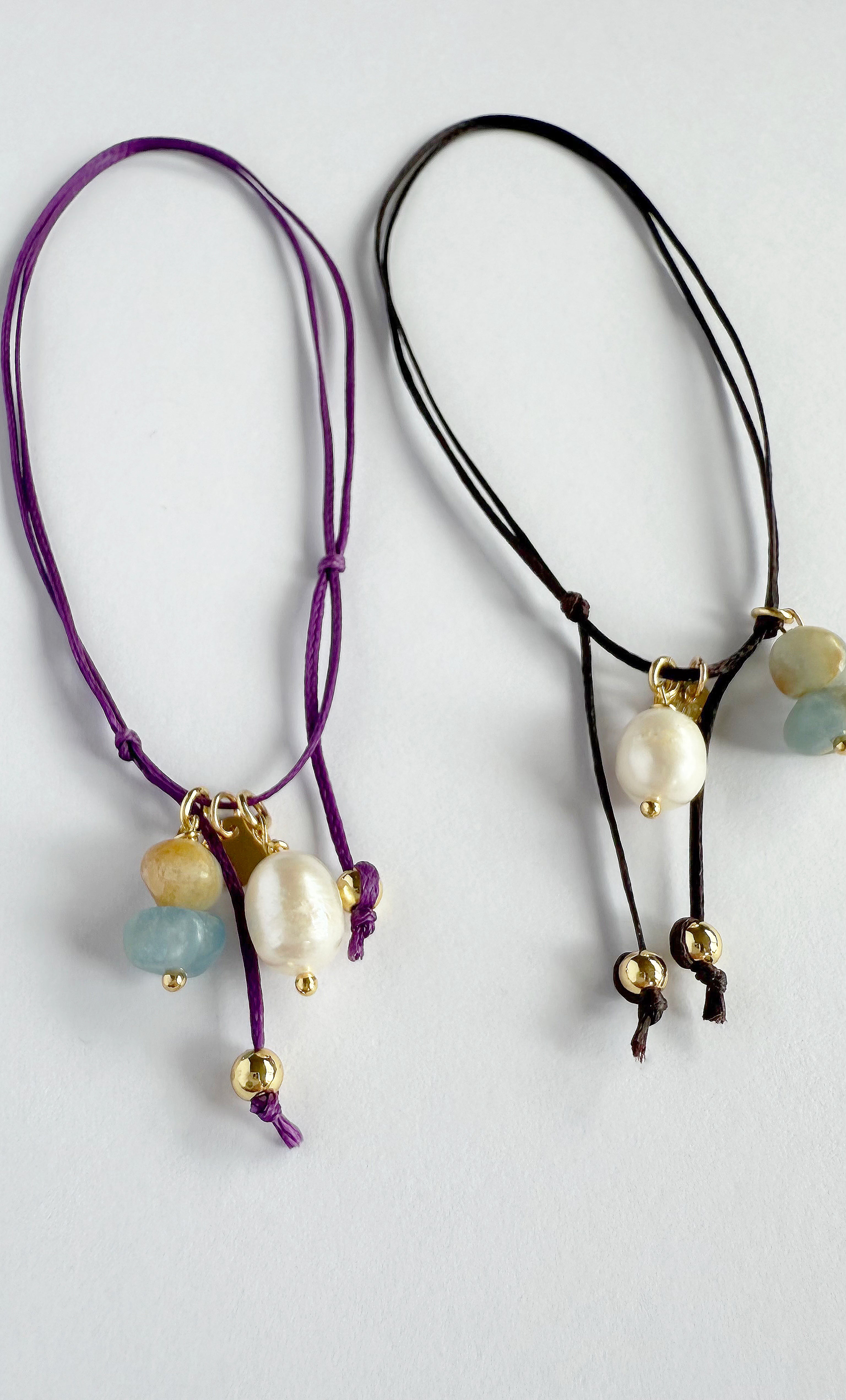 Sun Chaser Beaded and Pearl Charm Fine Handmade Anklet Deep Purple | Tunik