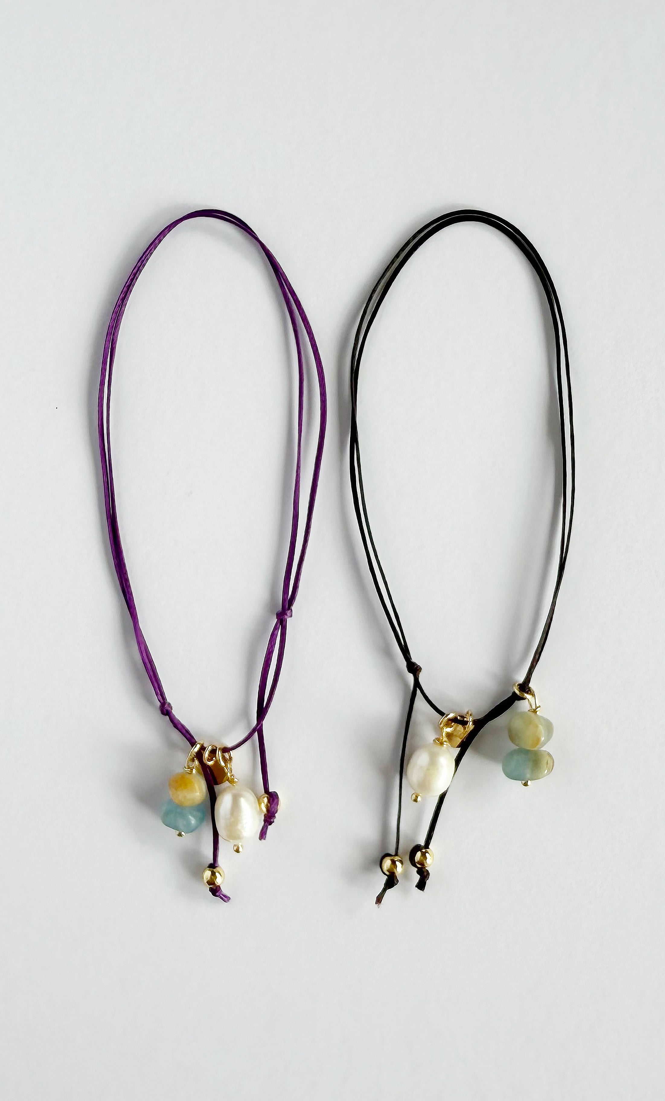 Sun Chaser Beaded and Pearl Charm Fine Handmade Anklet Deep Purple | Tunik